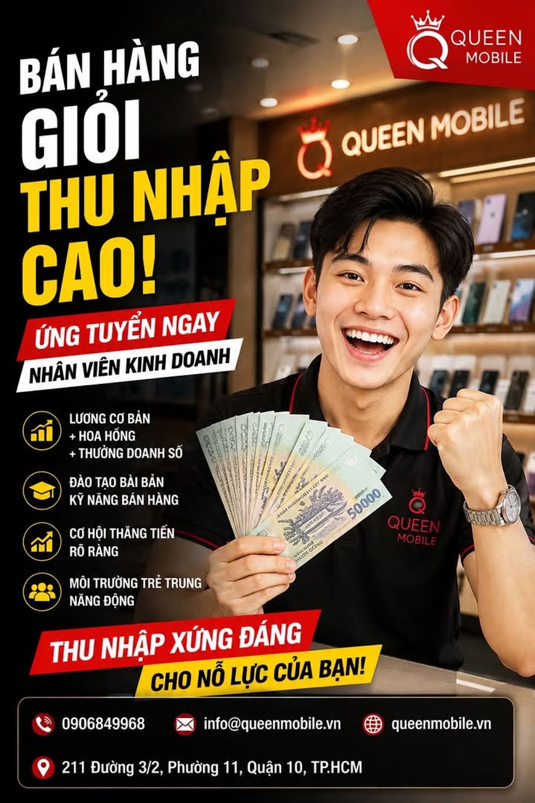TUYỂN NHÂN VIÊN KINH DOANH – QUEEN MOBILE