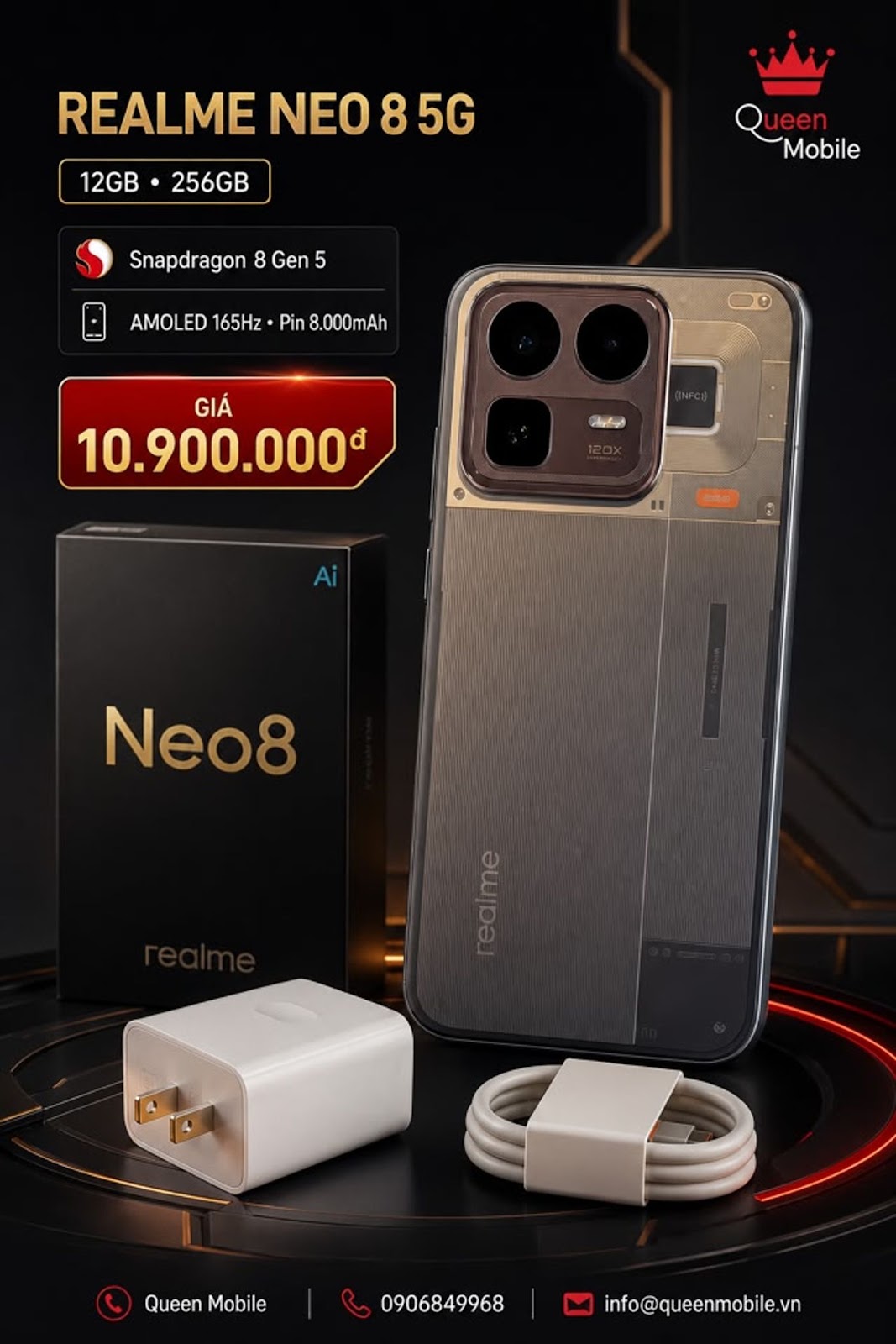 𝗥𝗘𝗔𝗟𝗠𝗘 𝗡𝗘𝗢 𝟴 𝟱𝗚 𝟭𝟮/𝟮𝟱𝟲𝗚𝗕 – SIÊU PHẨM GAMING PIN 8.000MAH, GIÁ 10.900.000 VND 🔥