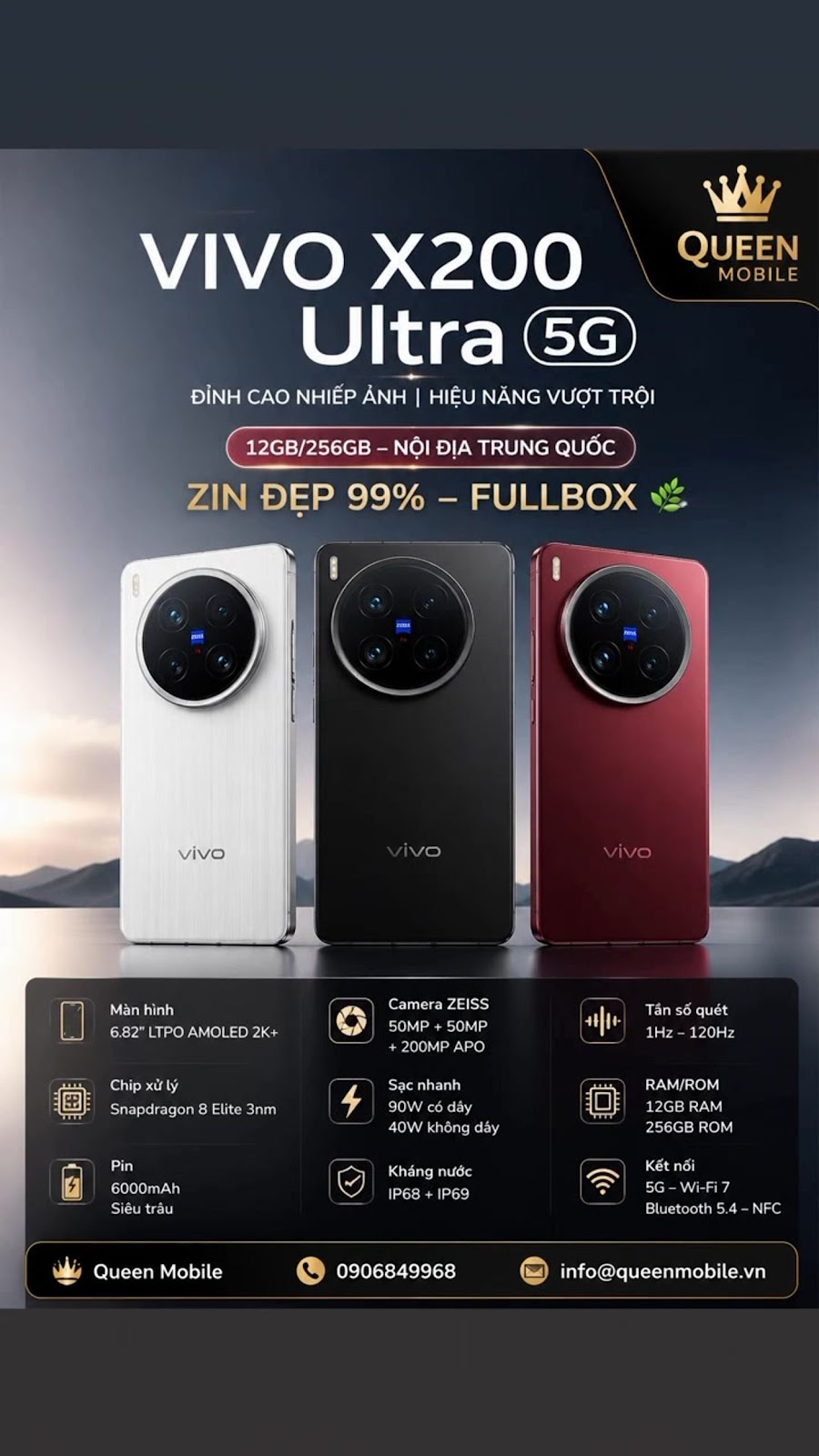 VIVO X200 Ultra 5G (12GB/256GB) Nội Địa Trung Quốc – Zin Đẹp 99% Fullbox