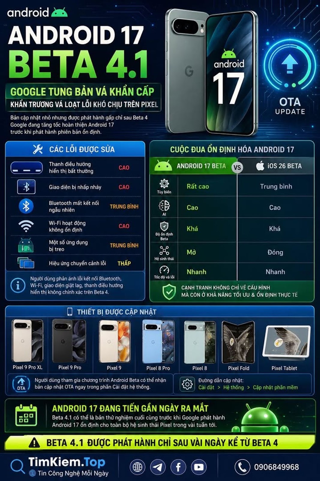 Google Phát Hành Android 17 Beta 4.1, Khẩn Trương Vá Loạt Lỗi Khó Chịu Trên Pixe...