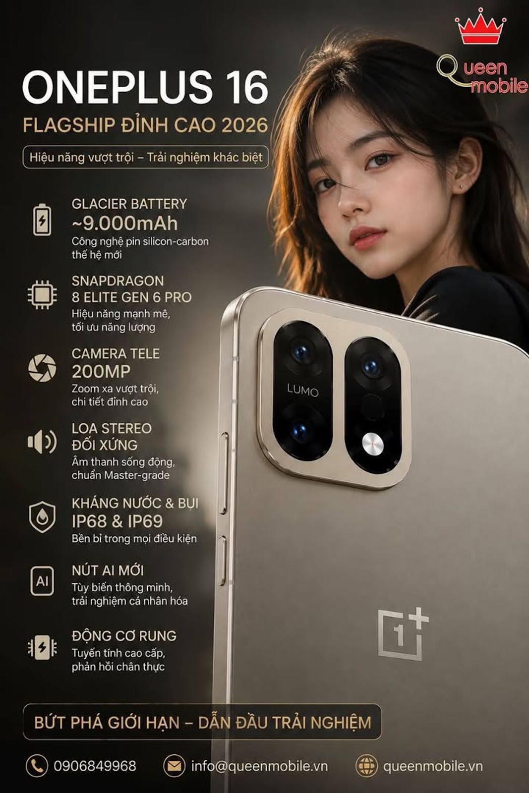 OnePlus 16 rò rỉ cấu hình với pin Glacier Battery gần 9.000mAh và nhiều nâng cấp đáng chú ý #OnePlus