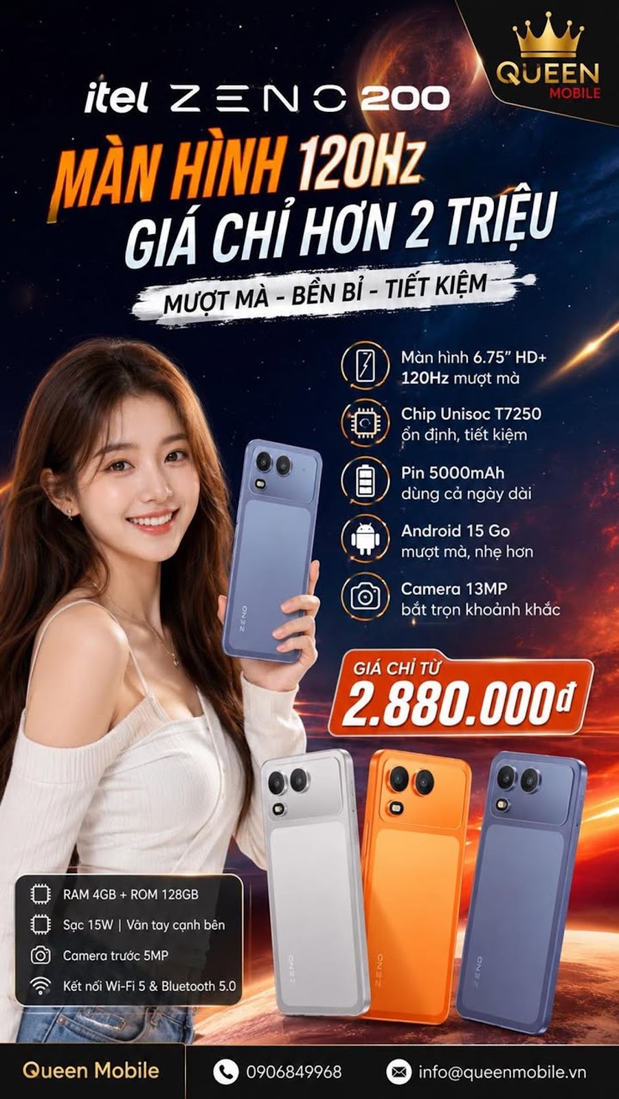 itel Zeno 200 Chính Thức Ra Mắt Với Giá Chưa Tới 3 Triệu Đồng, Màn Hình 120Hz Và Android 15 Go