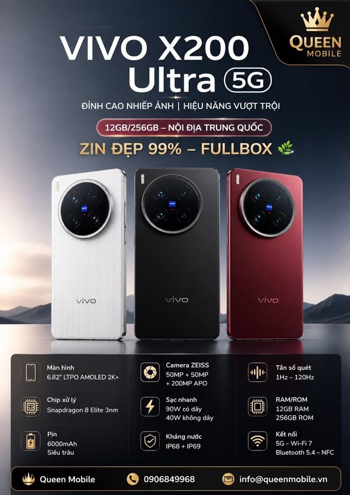 VIVO X200 Ultra 5G (12GB/256GB) Nội Địa Trung Quốc – Zin Đẹp 99% Fullbox