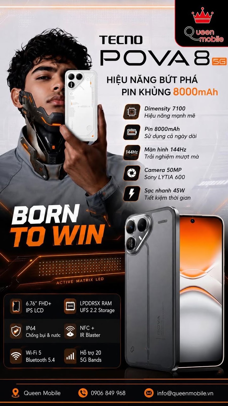 TECNO POVA 8 5G RA MẮT TẠI ẤN ĐỘ VỚI PIN 8.000mAh, MÀN HÌNH 144Hz VÀ THIẾT KẾ ĐẬM CHẤT GAMING
