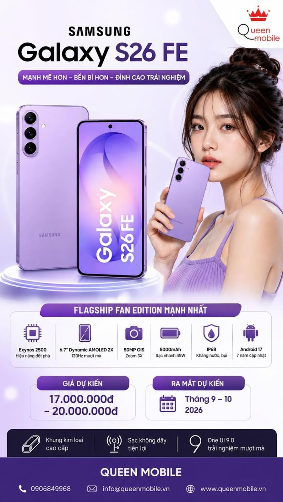Samsung Galaxy S26 FE Lộ Diện Với Exynos 2500, Camera Tele 3X Và 7 Năm Cập Nhật Android