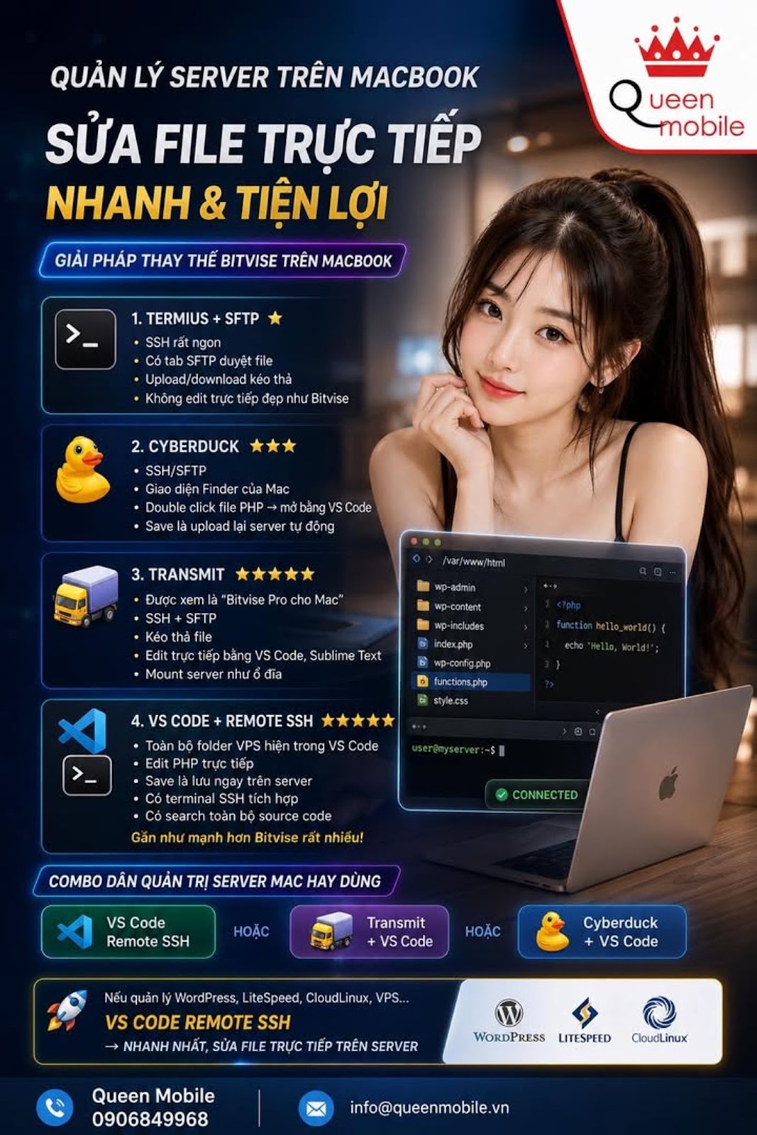 Bitvise SSH Client￼ hiện chỉ hỗ trợ Windows (Windows 11, Windows Server, Windows XP trở lên). Trên t