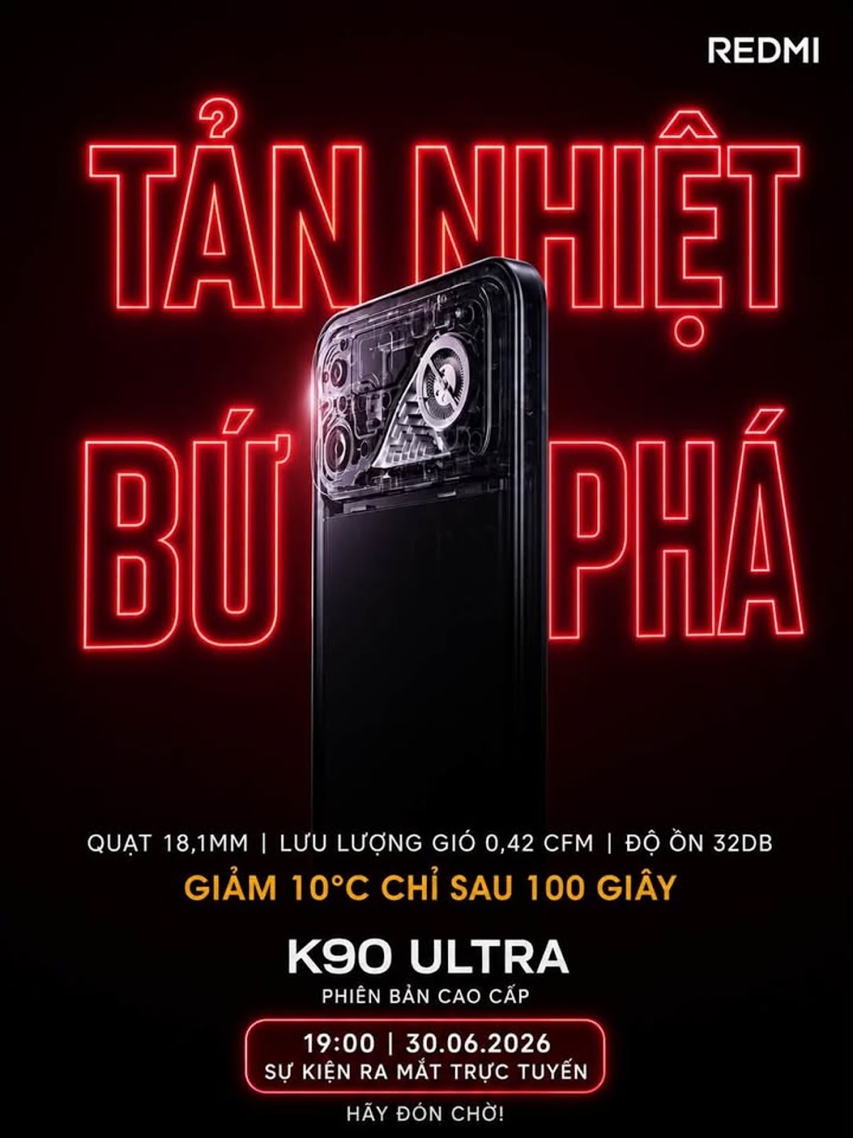 REDMI K90 Ultra lộ diện với quạt tản nhiệt chủ động tích hợp, tham vọng trở thành ông vua gaming tro