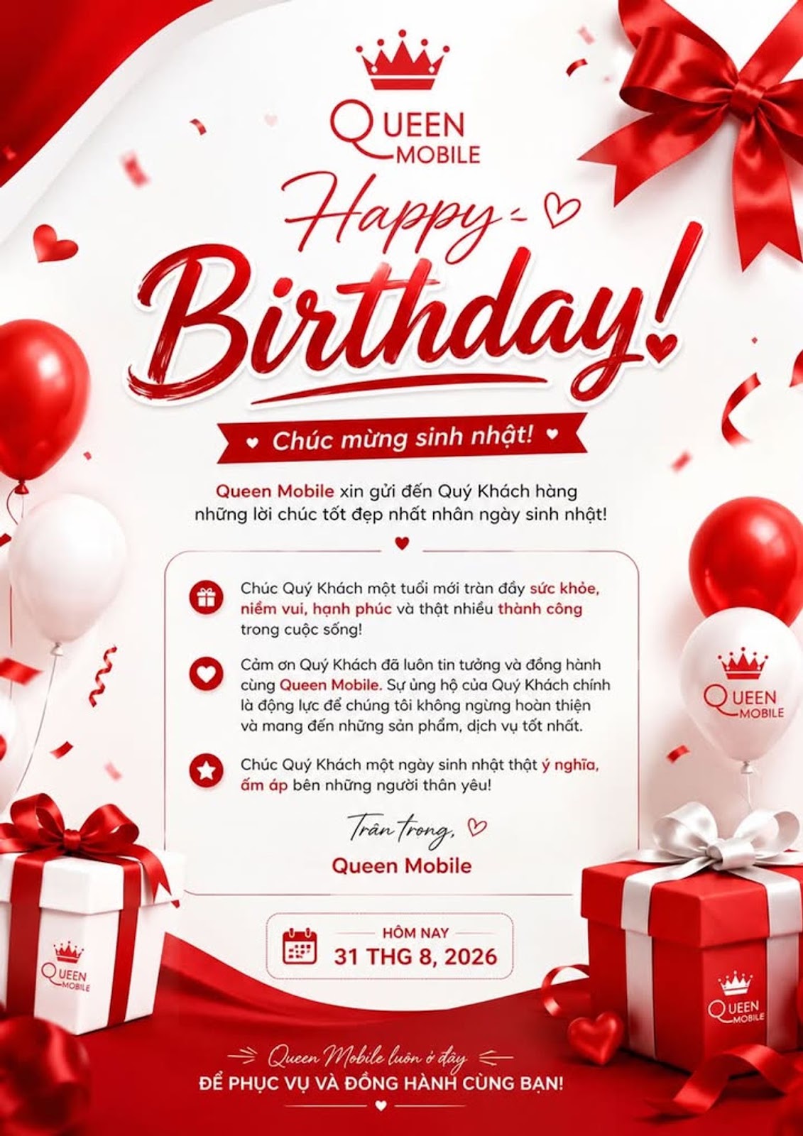 🎂 CHÚC MỪNG SINH NHẬT – 31/08/2026 🎉