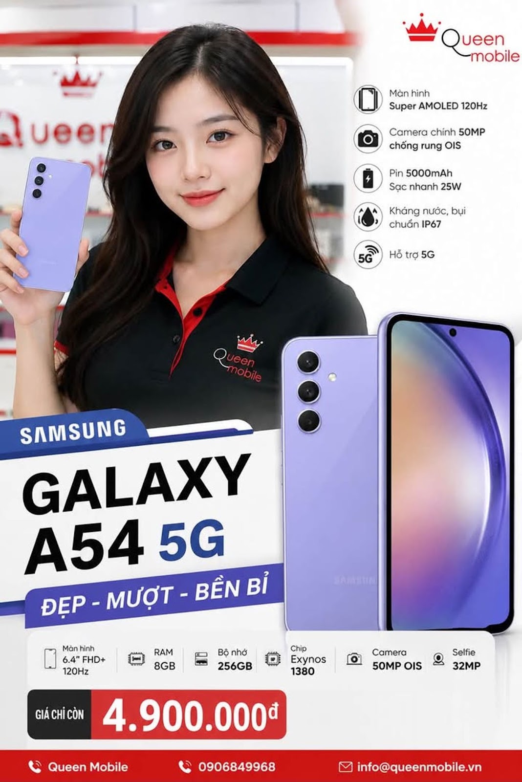 Samsung Galaxy A54 5G – Máy đẹp, màn AMOLED 120Hz, camera chống rung OIS, chống nước IP67