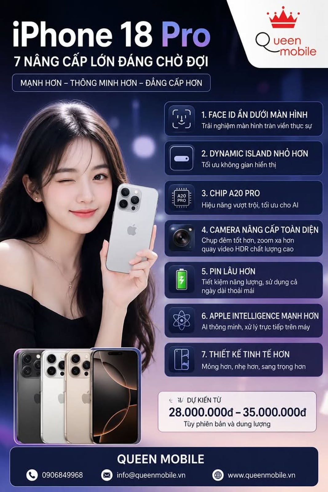 iPhone 18 Pro và iPhone 18 Pro Max hé lộ 7 thay đổi lớn đáng chờ đợi