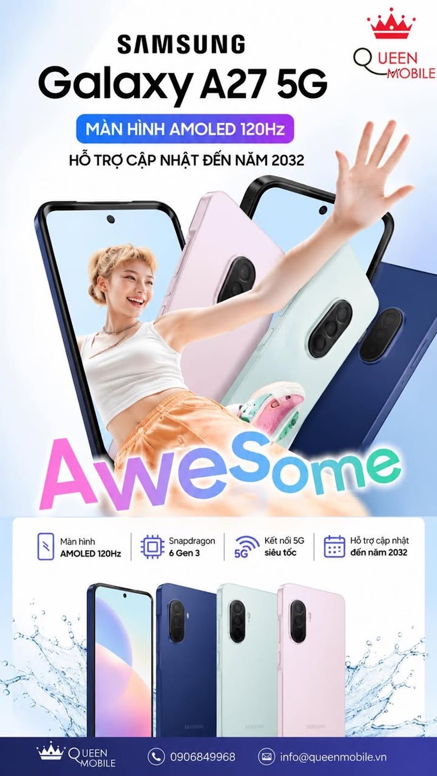 Samsung Galaxy A27 5G chính thức ra mắt với màn hình AMOLED 120Hz và cam kết cập nhật đến năm 2032
