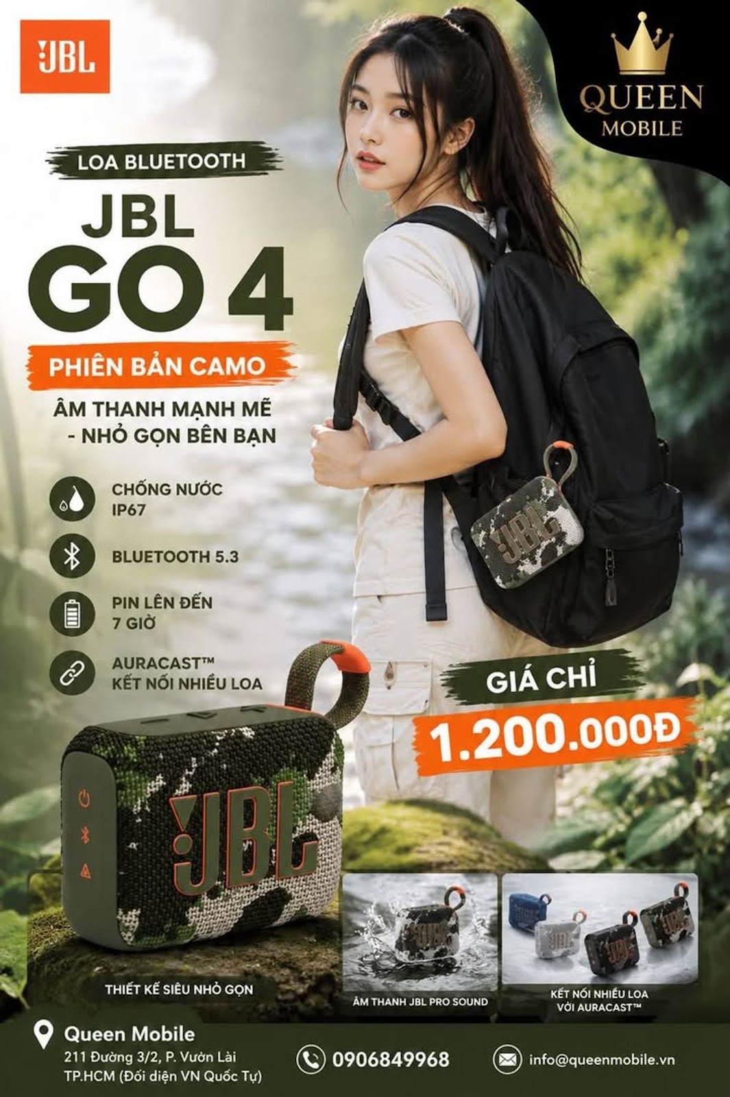 JBL Go 4 Camo Chính Hãng New Seal Chỉ 1.200.000 VND