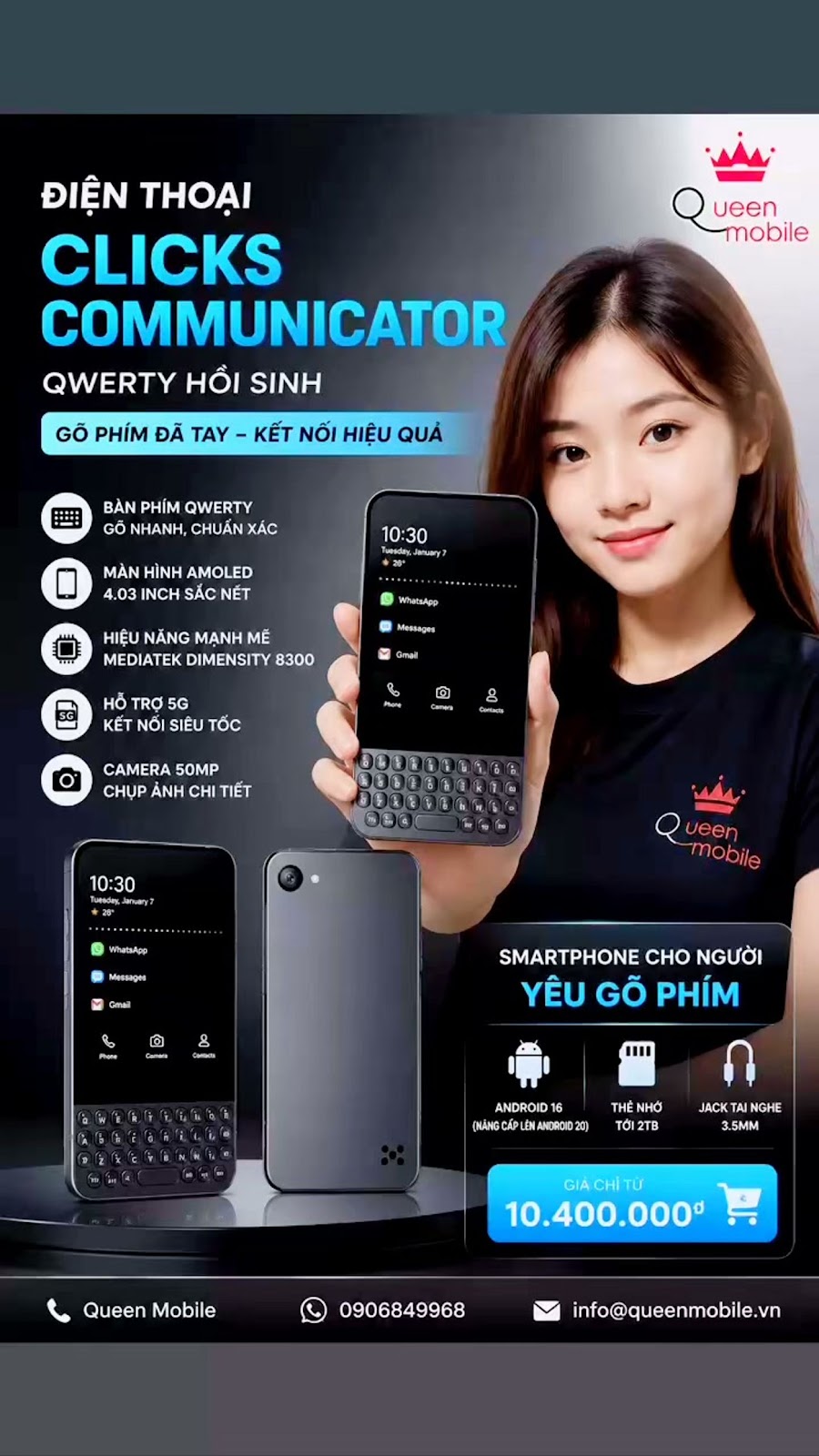 Clicks Communicator hồi sinh điện thoại bàn phím QWERTY giữa thời đại màn hình cảm ứng #ClicksCommun