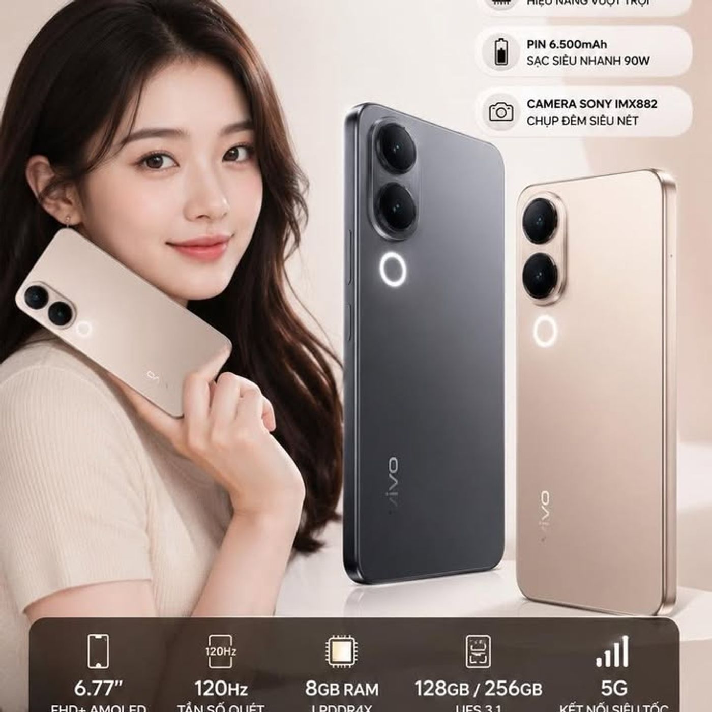 vivo V70 Lite 5G Chính Thức Ra Mắt, Màn Hình 3.000 Nits, Pin 6.500mAh, Sạc 90W Gây Chú Ý