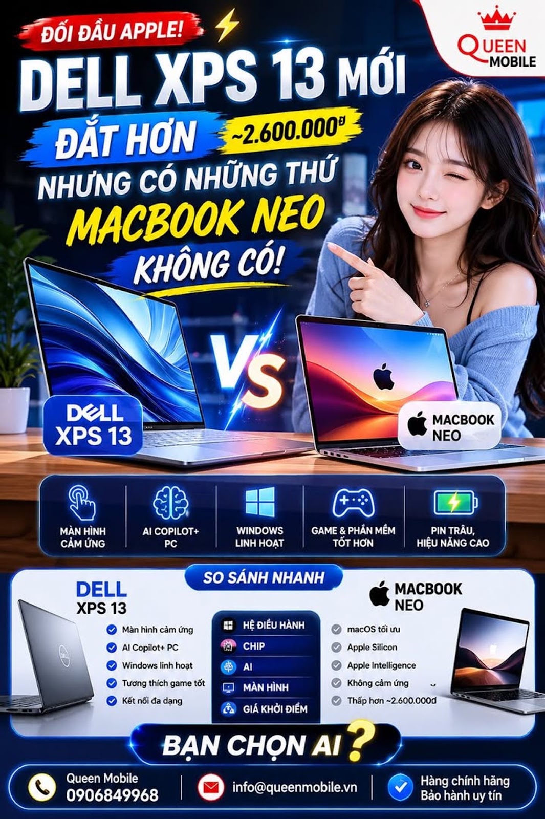 Dell XPS 13 Mới Tuyên Chiến MacBook Neo, Đắt Hơn Nhưng Dell Khẳng Định Có Những Thứ Apple Không Có