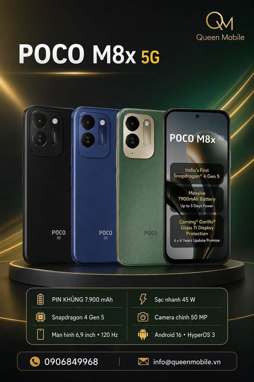 POCO M8x 5G ra mắt với pin 7.900 mAh, Snapdragon 4 Gen 5 và cam kết cập nhật 6 năm #POCO #POCOM8x5G 