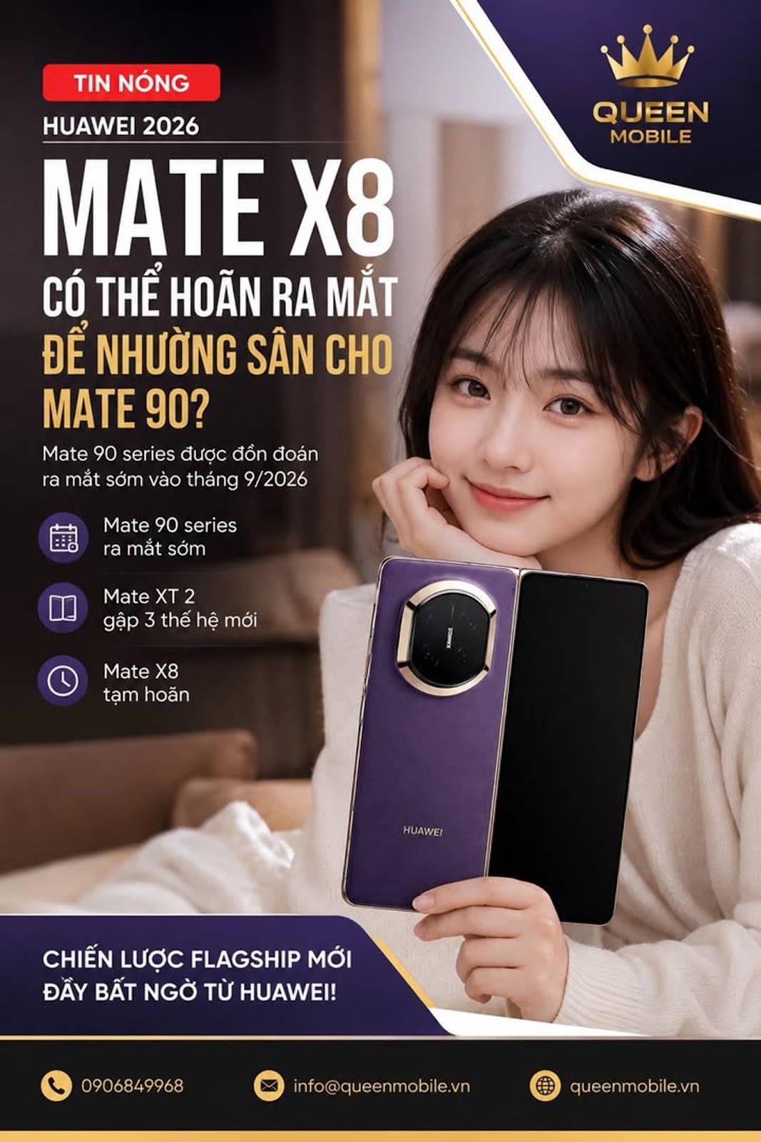 Huawei Mate X8 có thể bị hoãn để nhường sân khấu cho Mate 90 và siêu phẩm gập ba thế hệ mới