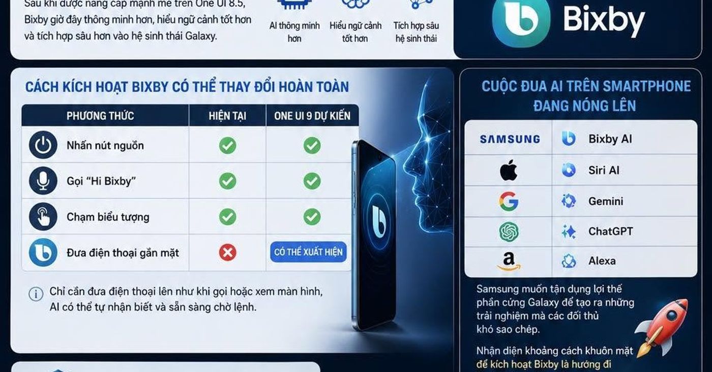 One UI 9 Có Thể Biến Bixby Thành Trợ Lý AI Kích Hoạt Chỉ Bằng Một Cử Chỉ, Samsung Đang Chuẩn Bị Thay