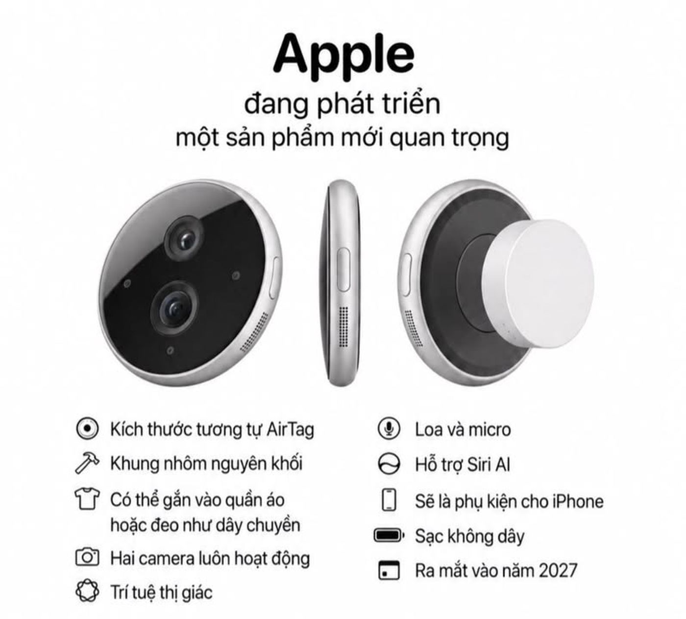 Apple được cho là phát triển thiết bị AI đeo thông minh hoàn toàn mới, có thể ra mắt năm 2027 #Apple