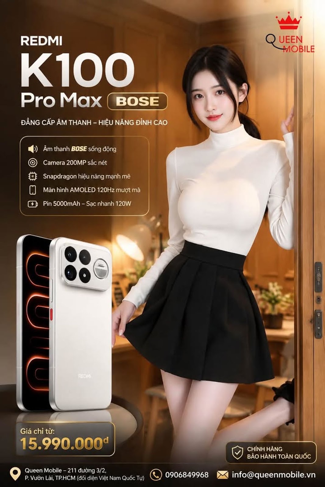 REDMI K100 Pro Max “Lưu Kim Trắng” lộ diện, thiết kế cao cấp kết hợp BOSE gây ch...