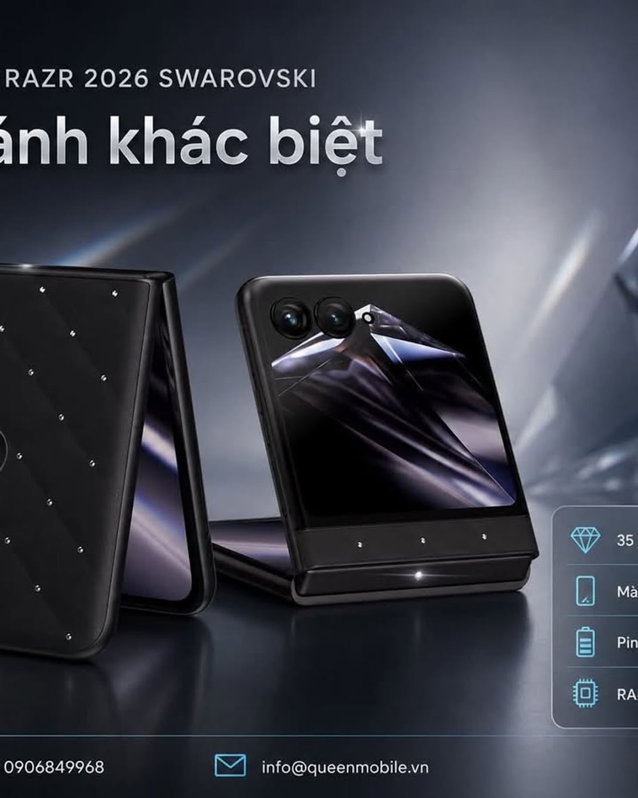 Motorola Razr 2026 Swarovski ra mắt với 35 viên pha lê, giá khoảng 23,7 triệu đồng #Motorola #Motoro