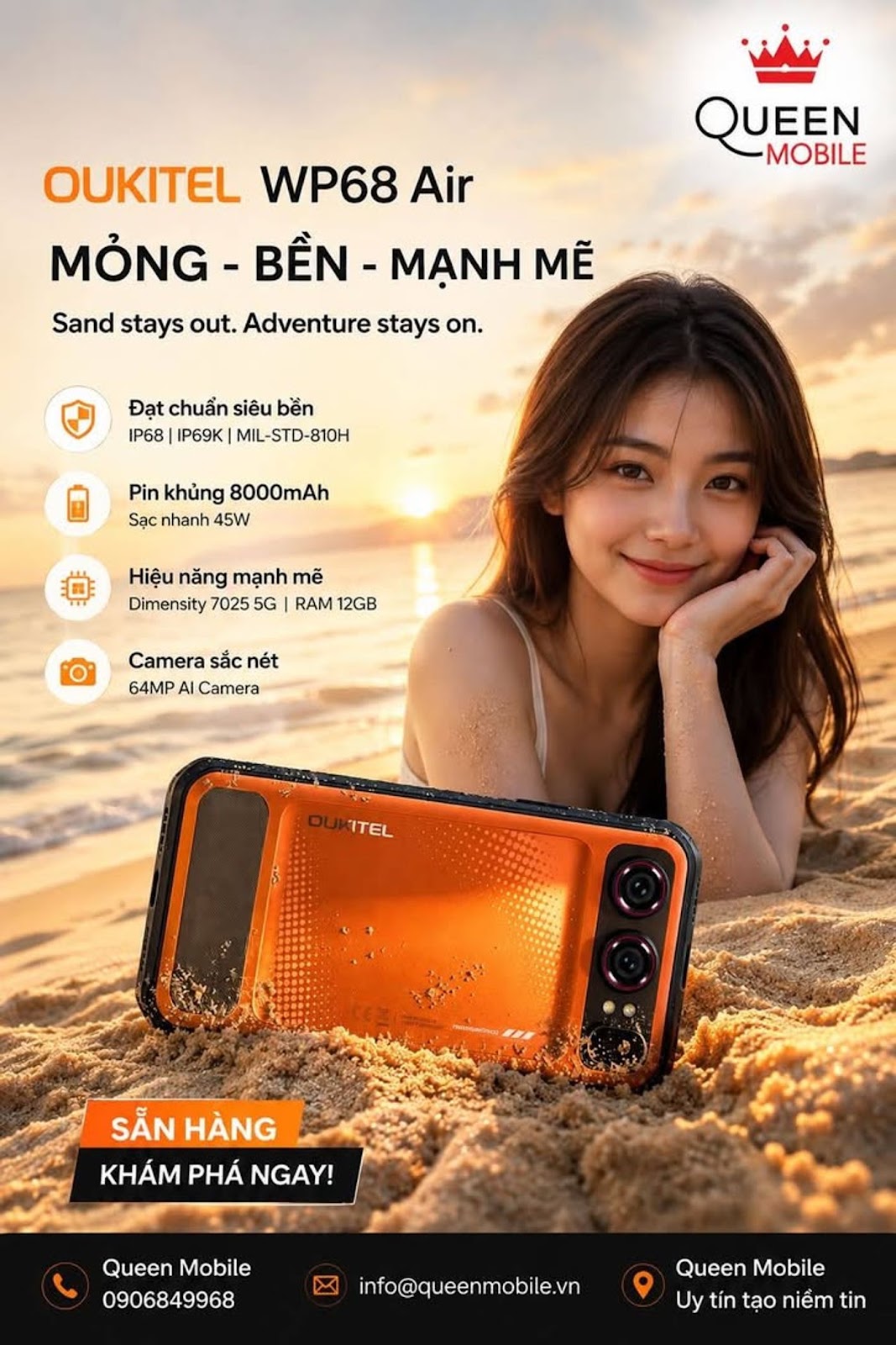 OUKITEL WP68 Air hướng đến người dùng thích khám phá với thiết kế siêu mỏng nhưng vẫn đạt chuẩn siêu
