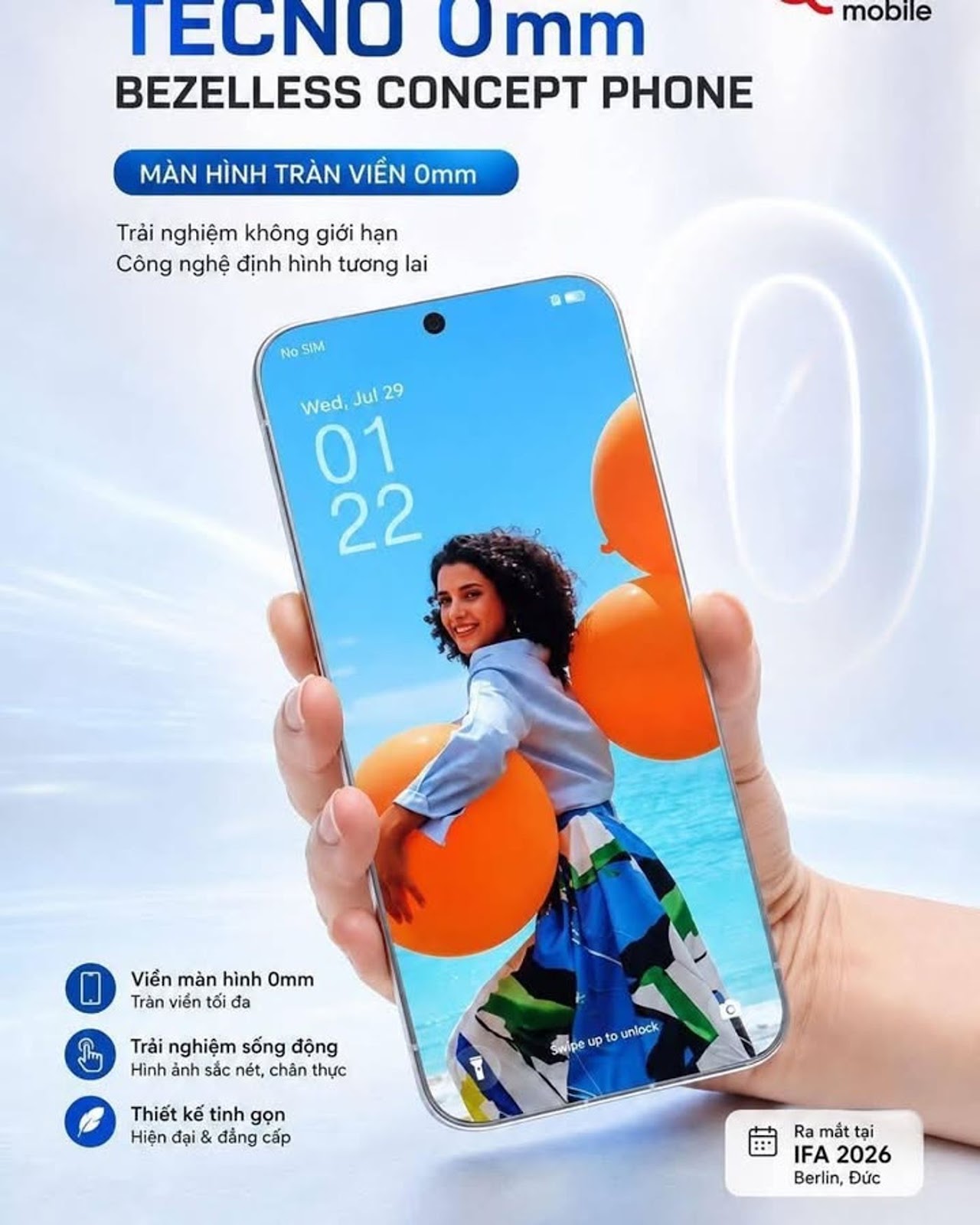 Tecno trình diễn smartphone concept viền màn hình 0 mm gây chú ý #Tecno #ConceptPhone #BezelLess #Sm