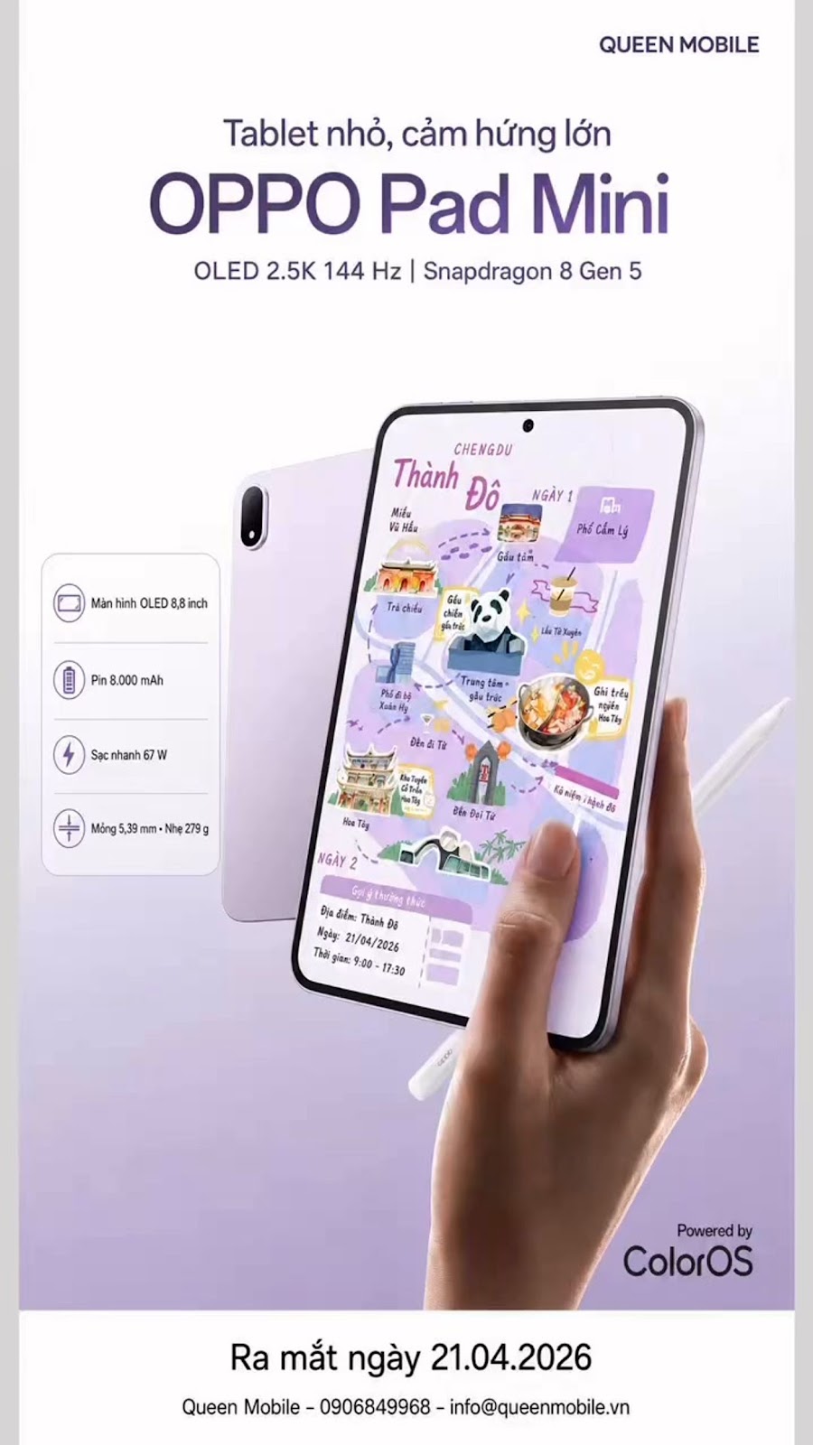 OPPO Pad Mini ra mắt với màn hình OLED 2.5K 144 Hz và Snapdragon 8 Gen 5 #OPPO #OPPOPadMini #Tablet 