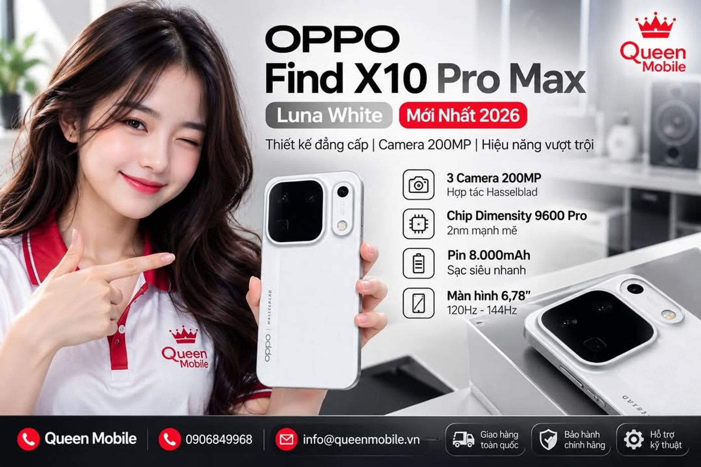 OPPO Find X10 Pro Max màu Luna White gây chú ý với 3 camera 200MP, chip 2nm và thiết kế Hasselblad đ