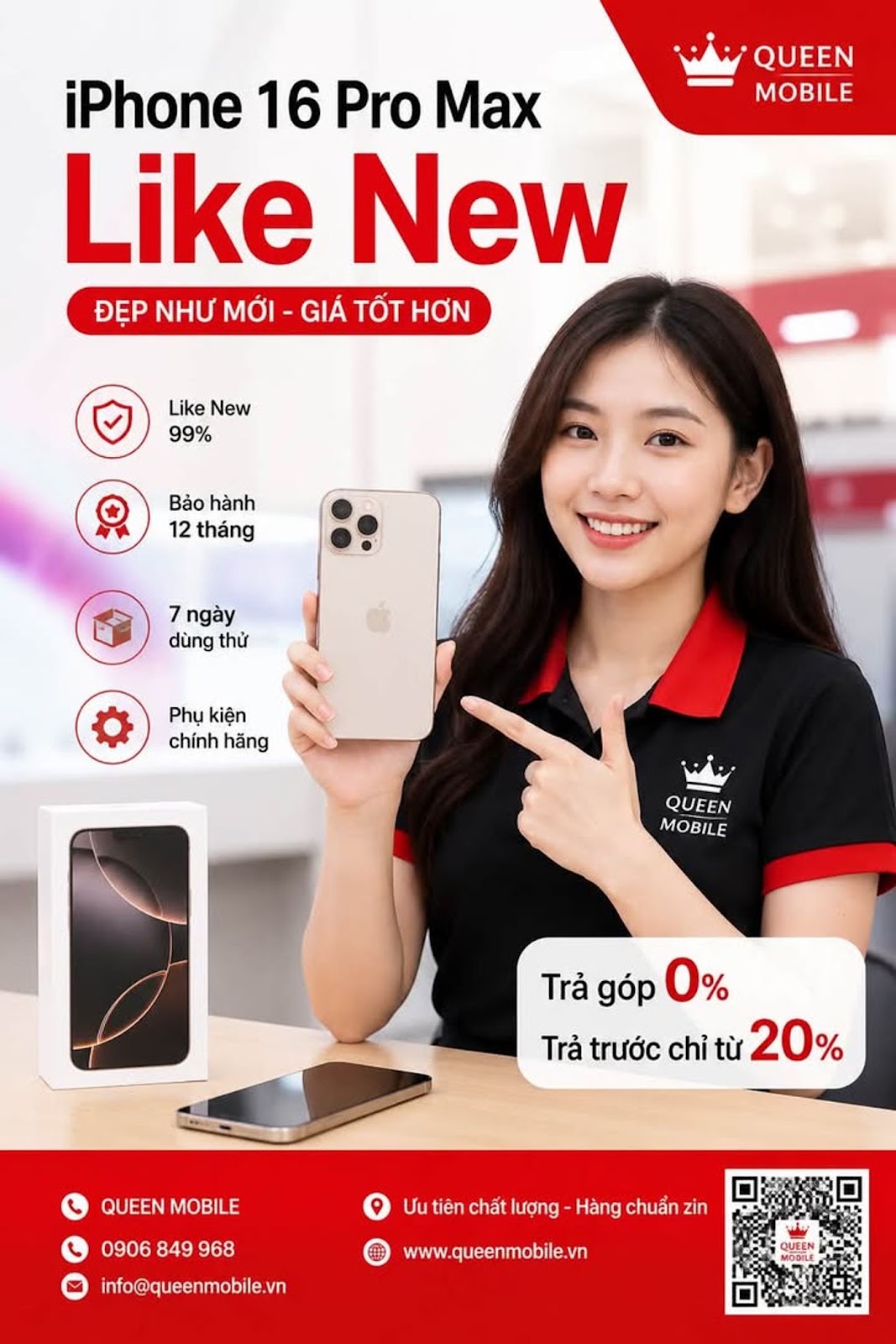Điện thoại chính hãng giá tốt tại Queen Mobile – Hỗ trợ mua trả góp