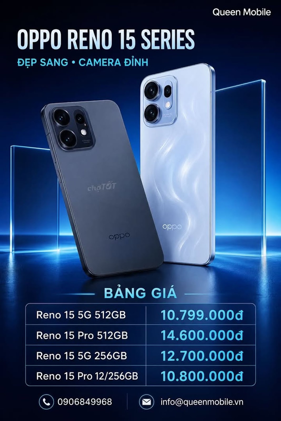 BẢNG GIÁ OPPO RENO 15 – MÁY ĐẸP, CẤU HÌNH MẠNH, GIÁ CỰC HẤP DẪN