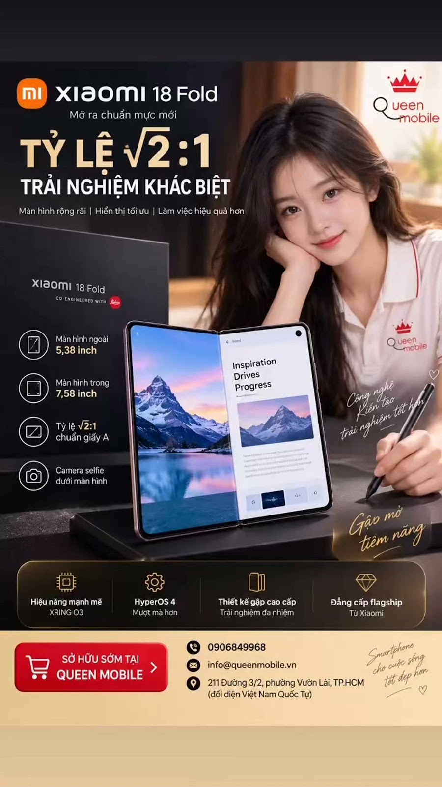 Xiaomi 18 Fold xác nhận màn hình tỷ lệ √2 trên 1, Xiaomi đặt cược vào thiết kế “trung gấp” mới #Xiao