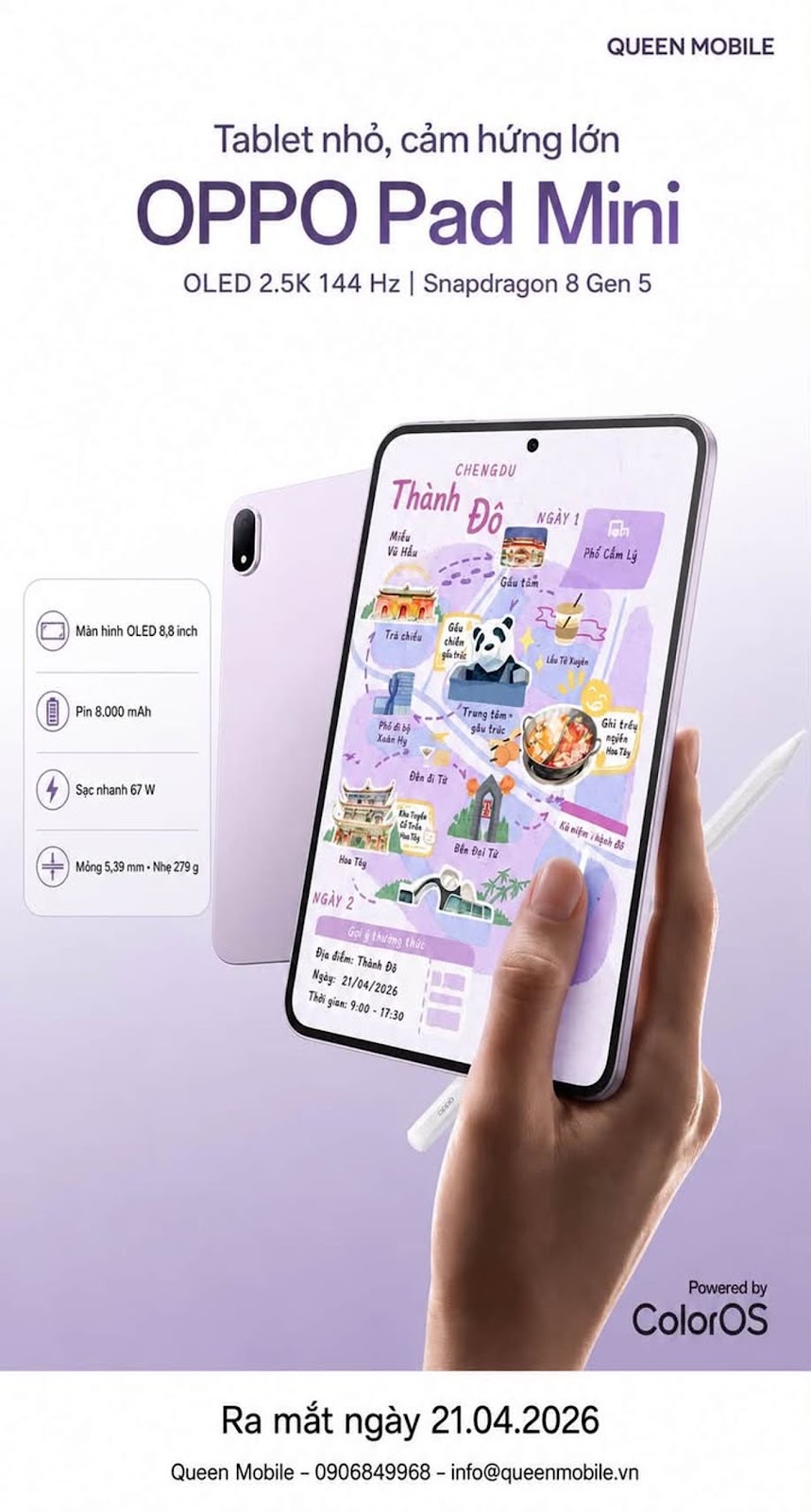 OPPO Pad Mini ra mắt với màn hình OLED 2.5K 144 Hz và Snapdragon 8 Gen 5 #OPPO #OPPOPadMini #Tablet 