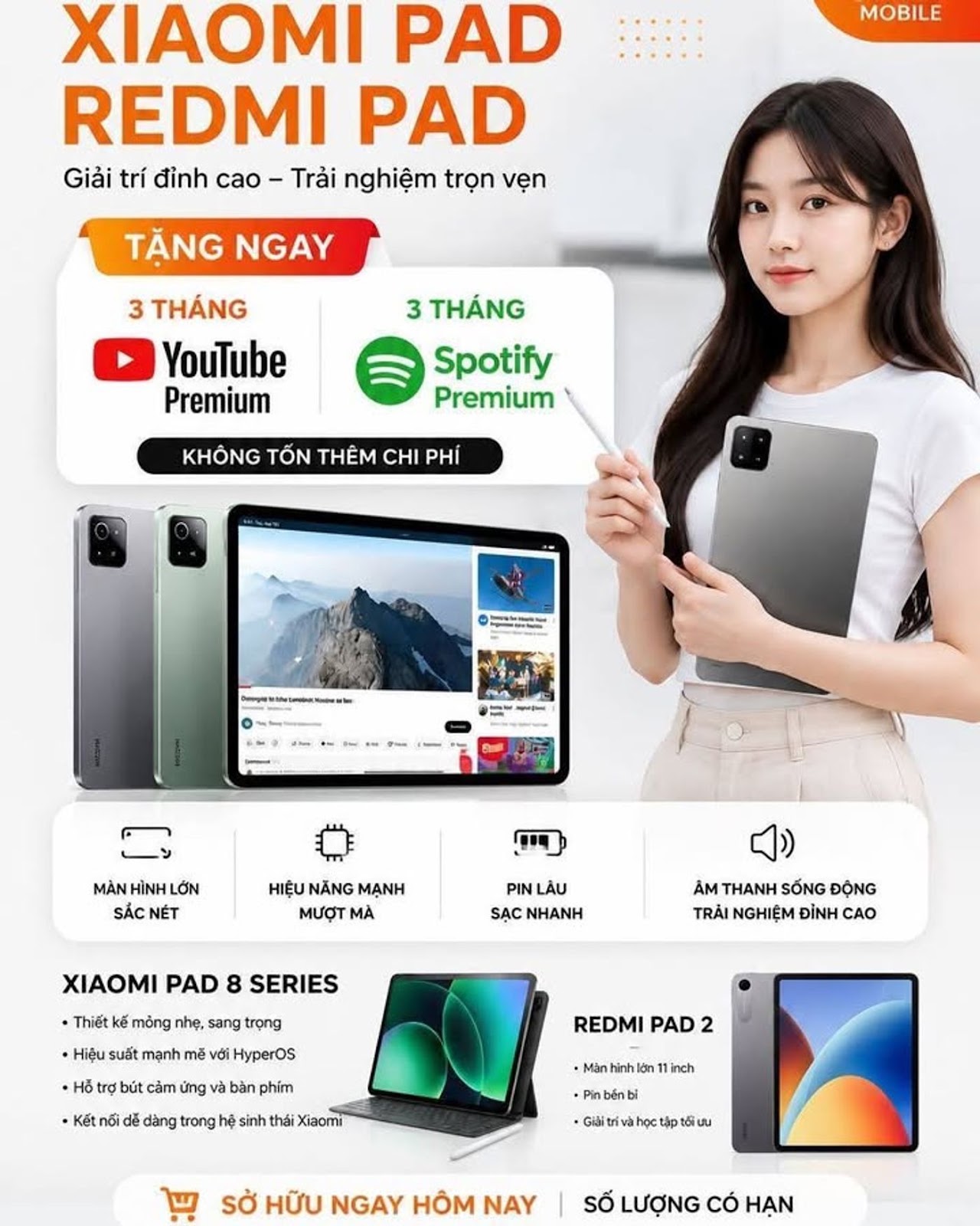 Xiaomi Pad 8 Series Chính Hãng Mới Full Box – Hiệu Năng Mạnh, Giải Trí Đỉnh Cao...