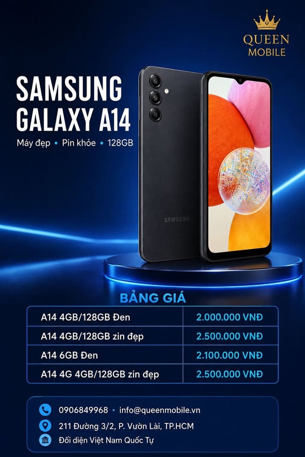 Samsung Galaxy A14 cũ giá tốt tại Queen Mobile