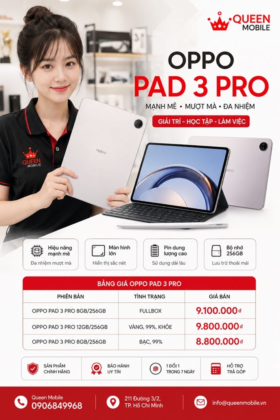OPPO PAD 3 PRO – TABLET CẤU HÌNH CAO, GIÁ TỪ 8,8 TRIỆU TẠI QUEEN MOBILE 🔥🌿 - Tin Tức Công Nghệ