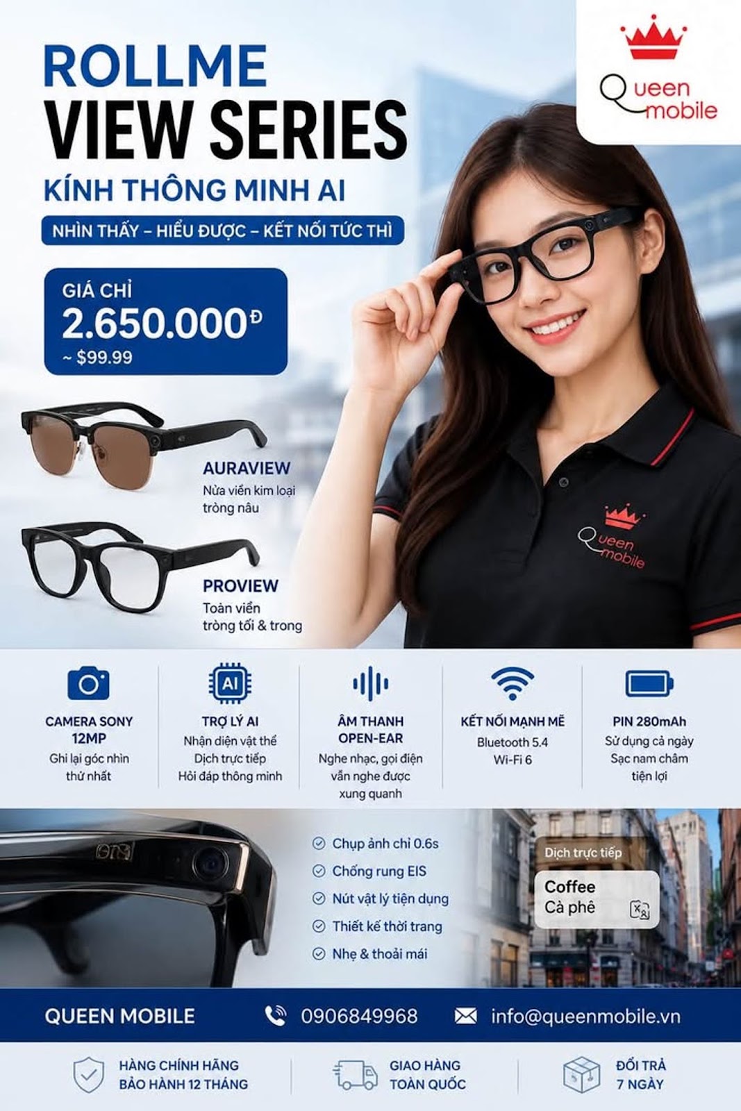 Rollme ra mắt View Series giá dễ tiếp cận, camera Sony 12 MP và AI dịch trực tiế...