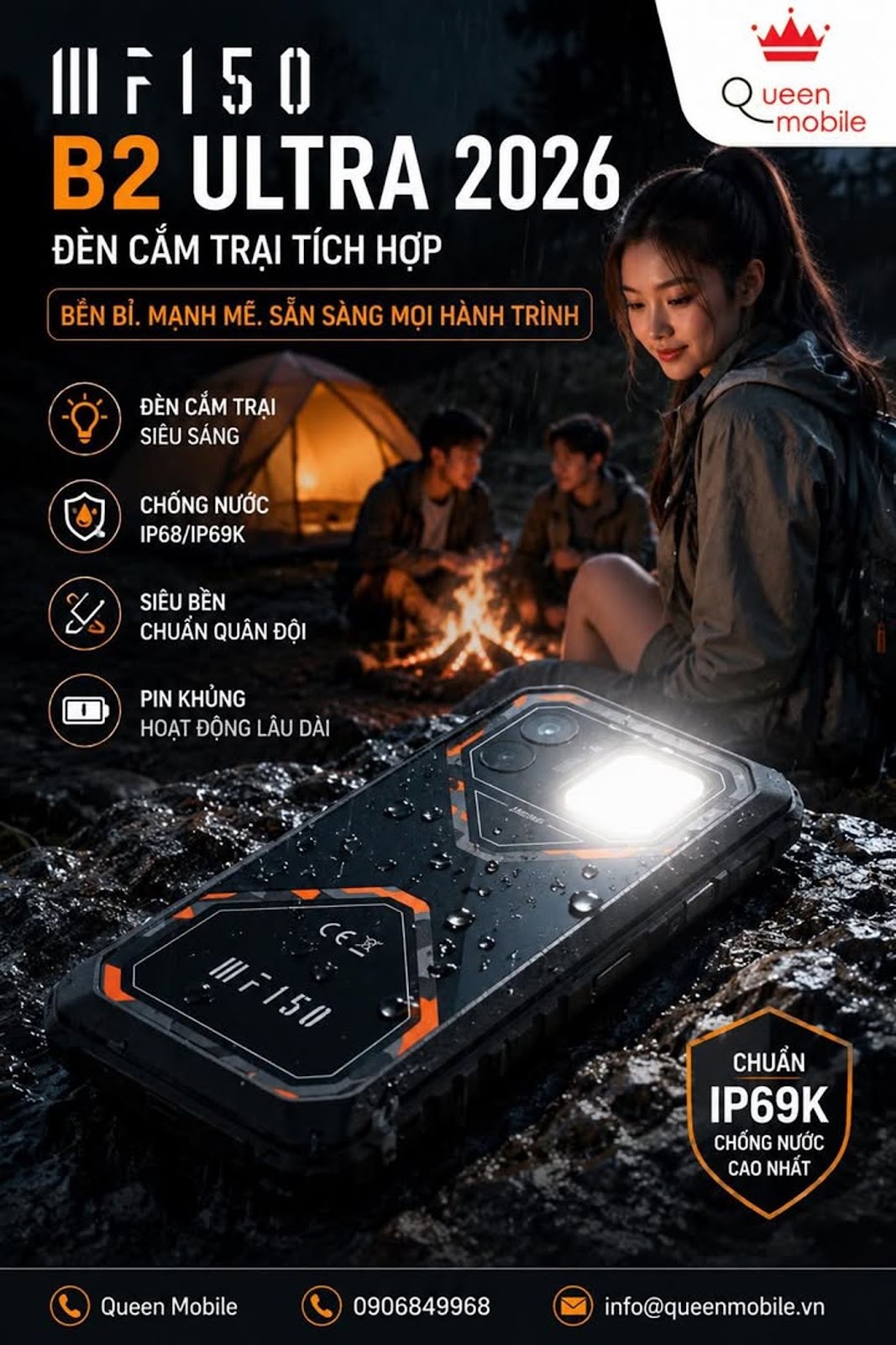 IIIF150 B2 Ultra 2026 Lộ Diện Với Đèn Cắm Trại Tích Hợp Và Chuẩn Chống Nước IP69K Cực Dị