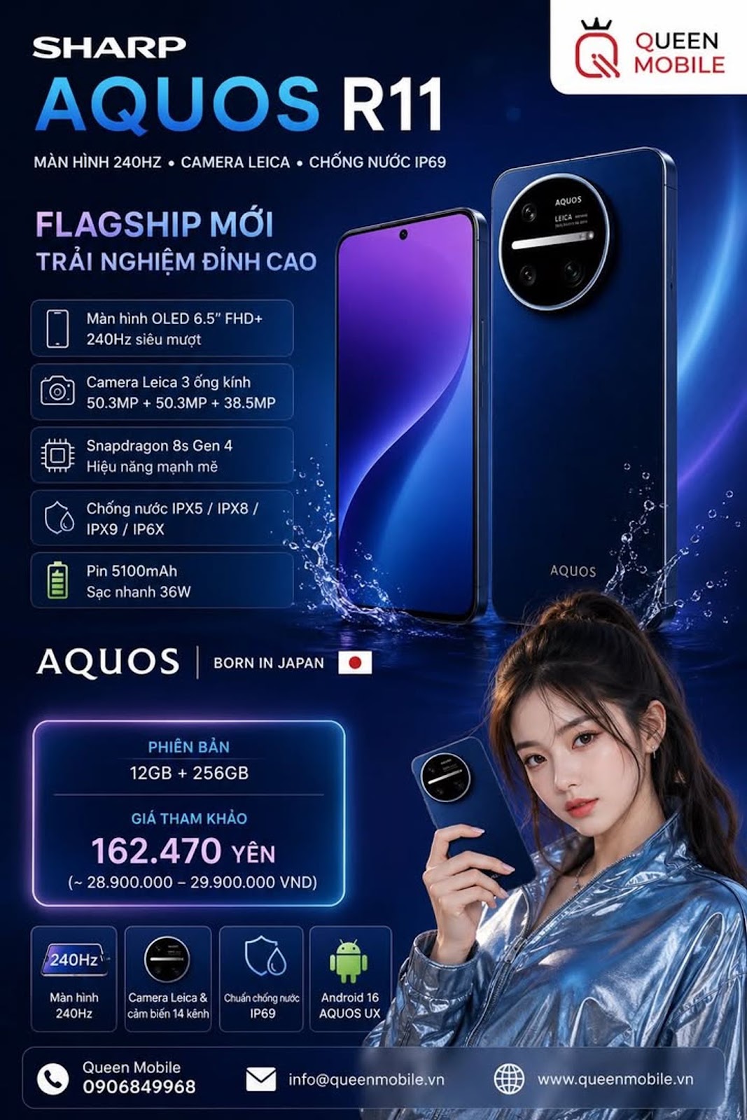 Sharp AQUOS R11 Chính Thức Ra Mắt Với Màn Hình OLED 240Hz, Camera Leica Và Chuẩn Chống Nước IP69