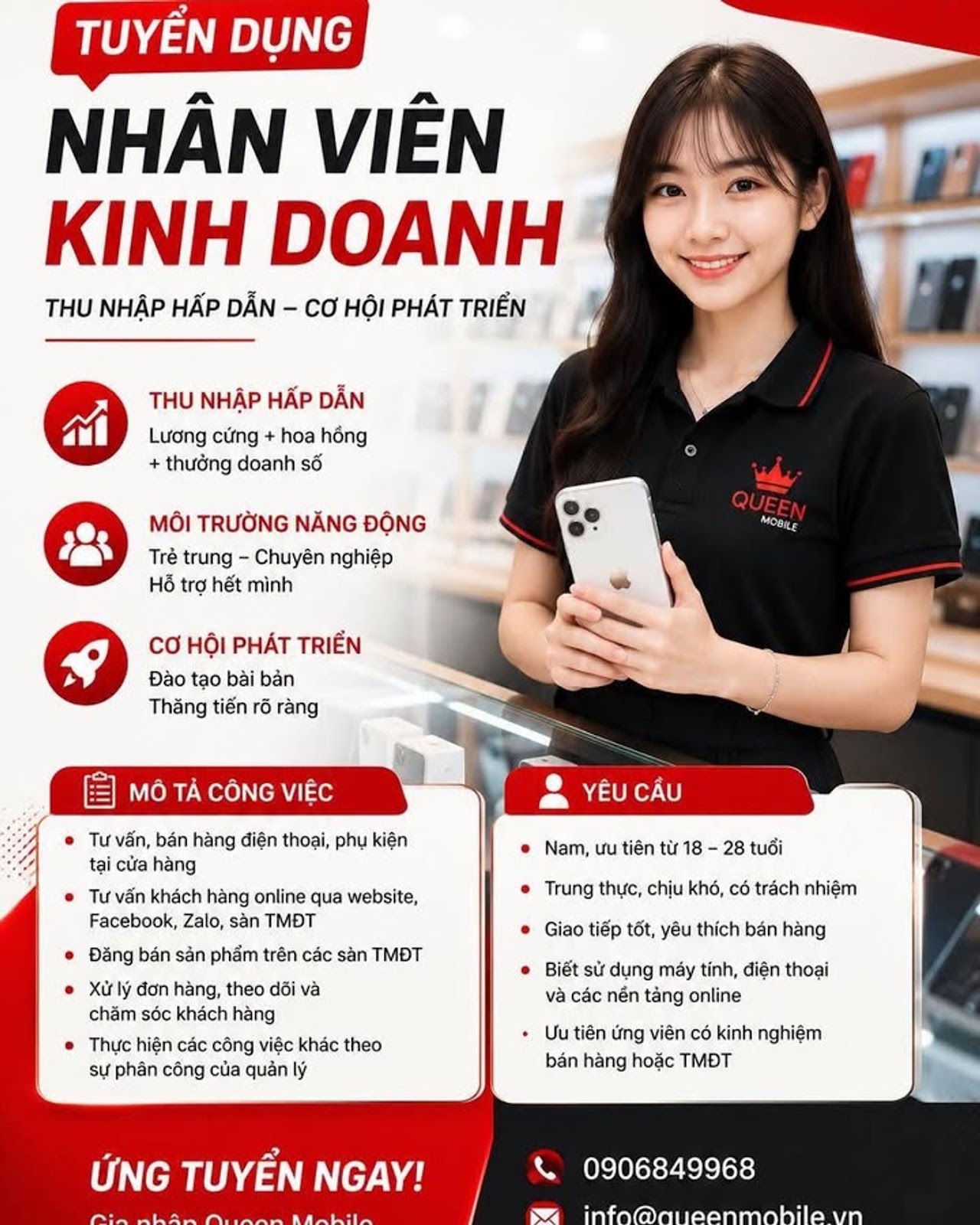 TUYỂN DỤNG NHÂN VIÊN KINH DOANH – QUEEN MOBILE