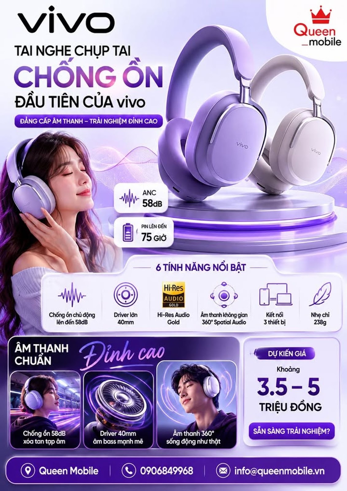 Vivo S60 Series ra mắt cùng tai nghe chụp tai chống ồn đầu tiên của vivo, liệu các ông lớn Sony và J