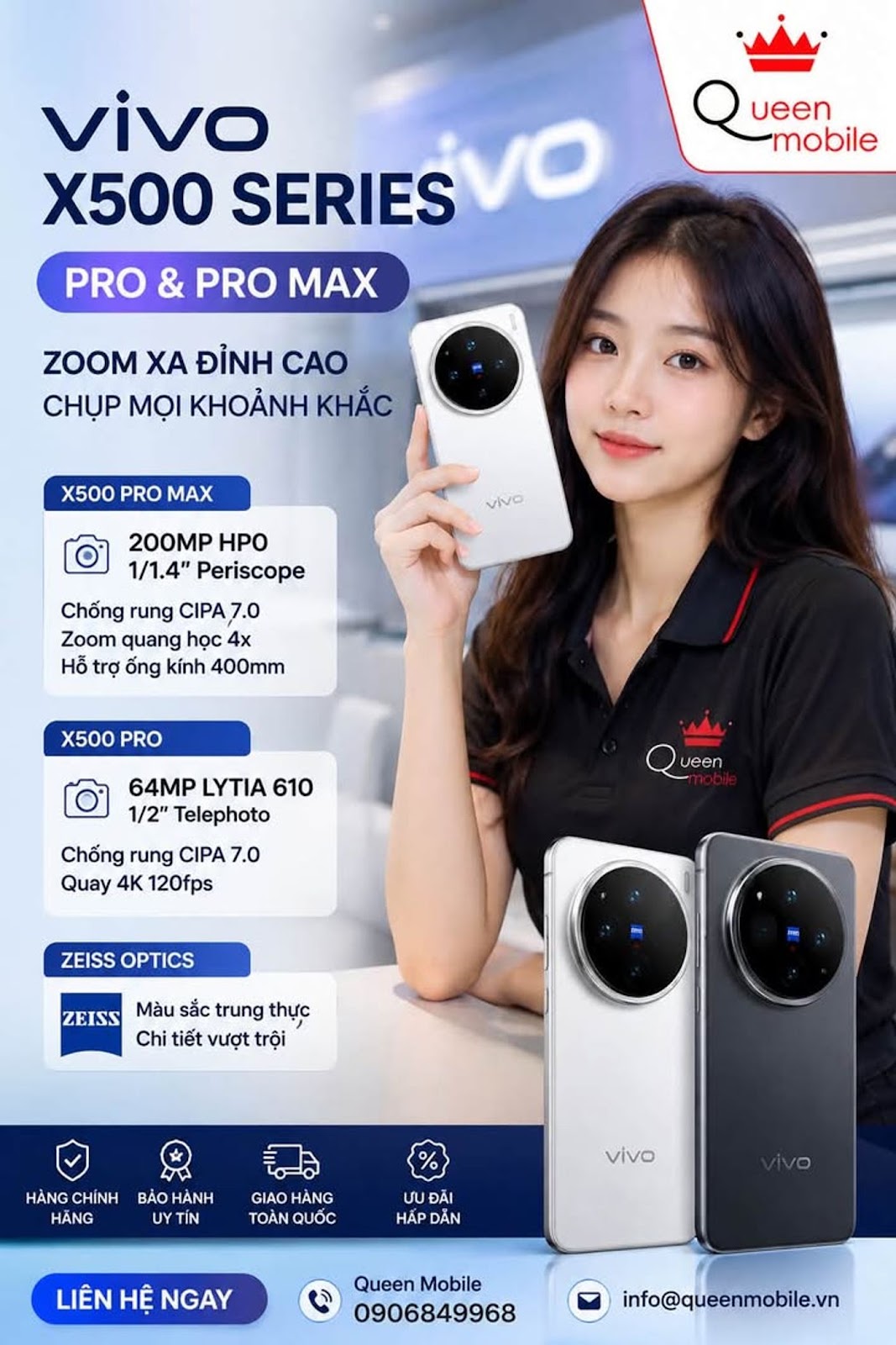 vivo X500 Pro Max xác lập vai trò flagship zoom, X500 Pro chuyển sang tele 64 MP LYTIA 610 #vivo #vi