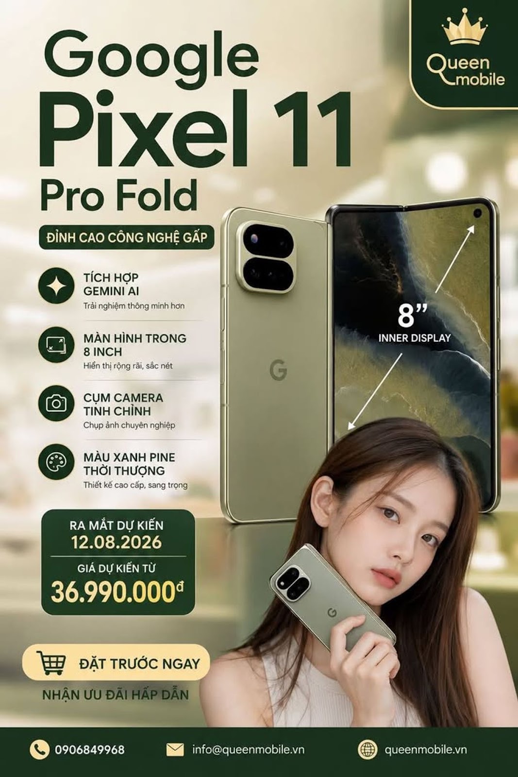 Google Pixel 11 Pro Fold lộ diện qua hình ảnh rò rỉ trước sự kiện Made by Google ngày 12 tháng 8 năm