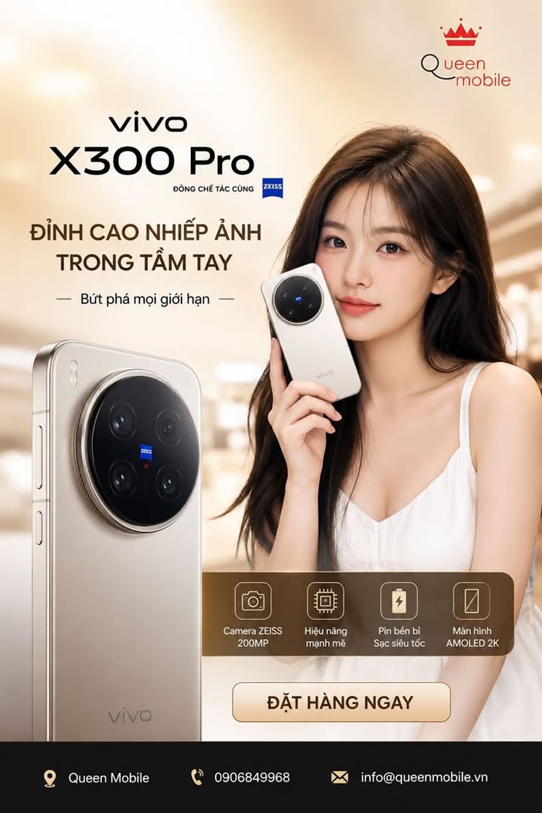 Nếu là vivo X300 Pro nội địa Trung Quốc (OriginOS) thì không hỗ trợ eSIM. Máy chỉ hỗ trợ 2 Nano SIM 