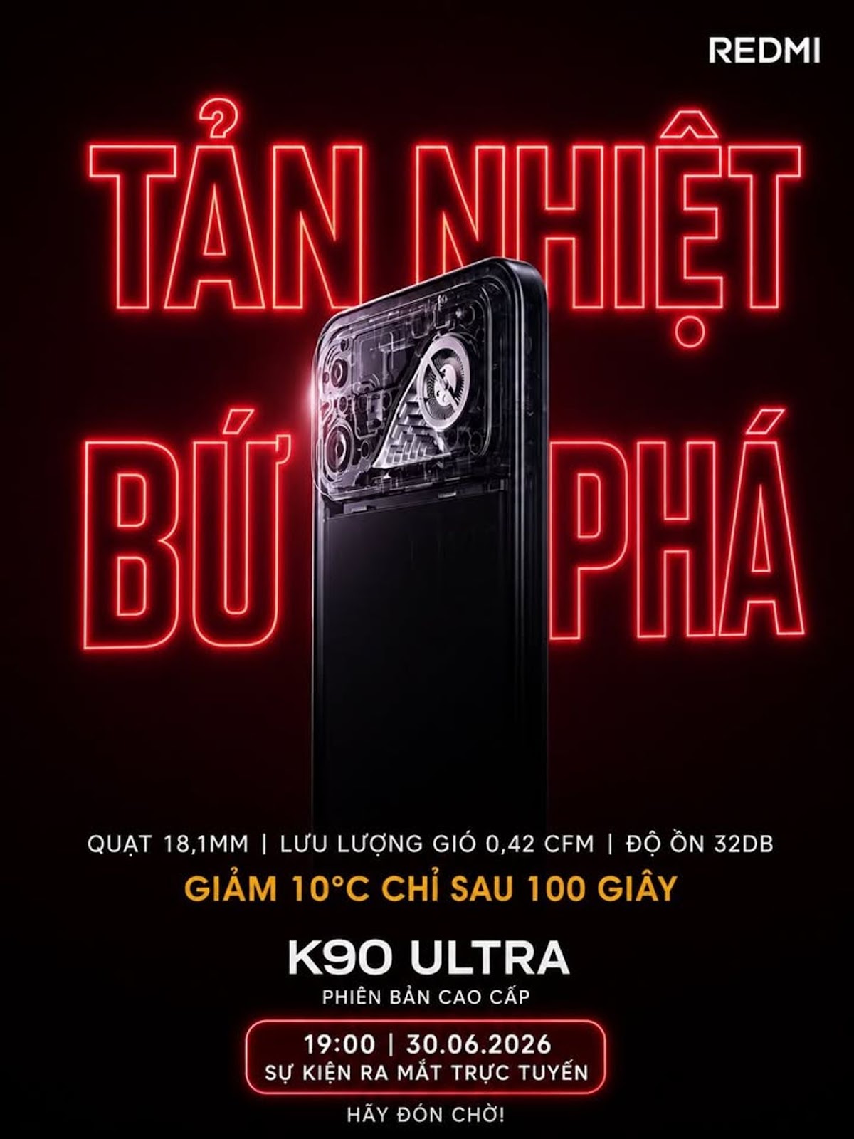 REDMI K90 Ultra lộ diện với quạt tản nhiệt chủ động tích hợp, tham vọng trở thành ông vua gaming tro