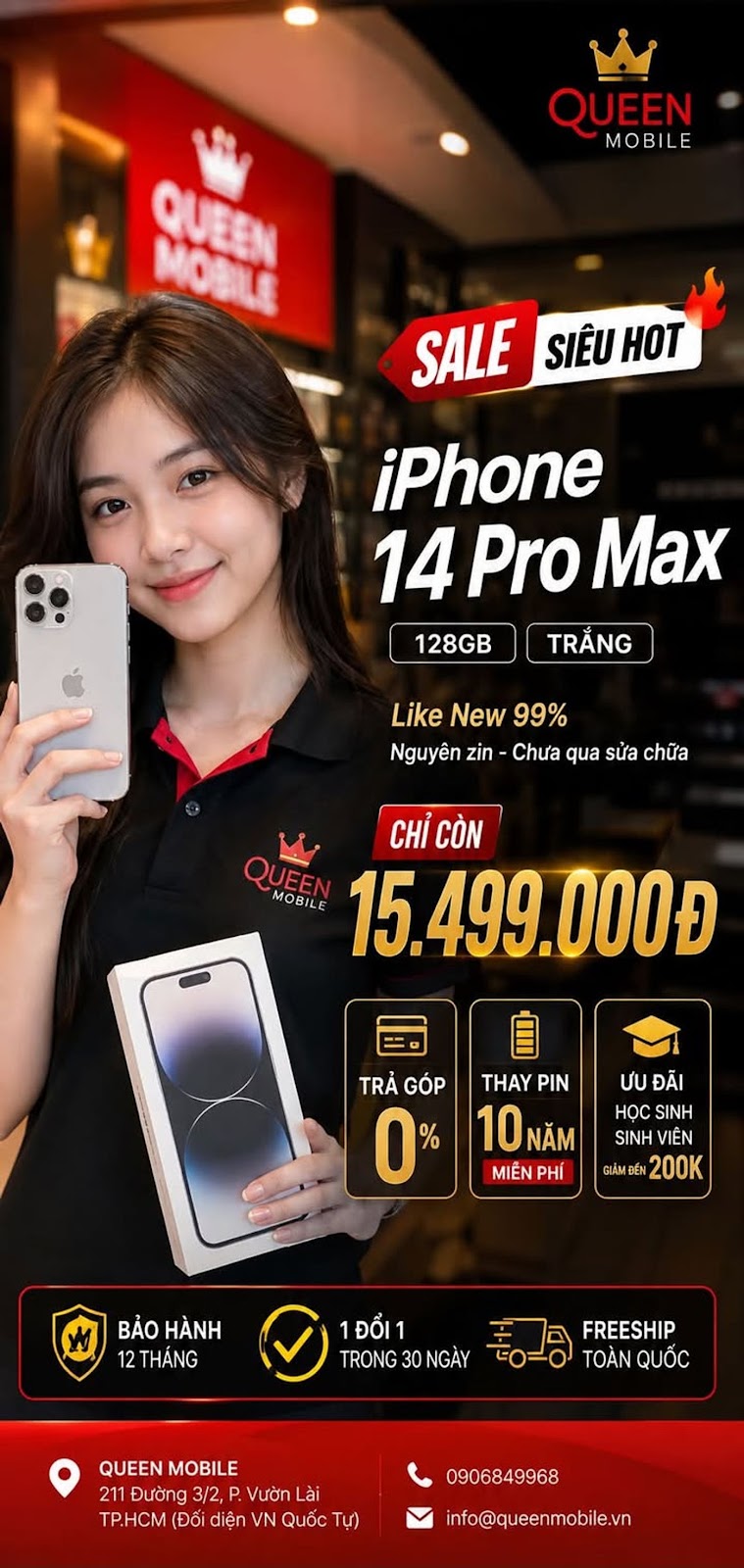 iPhone 14 Pro Max 128GB Trắng 99% – Flagship Pro Max giá cực hấp dẫn