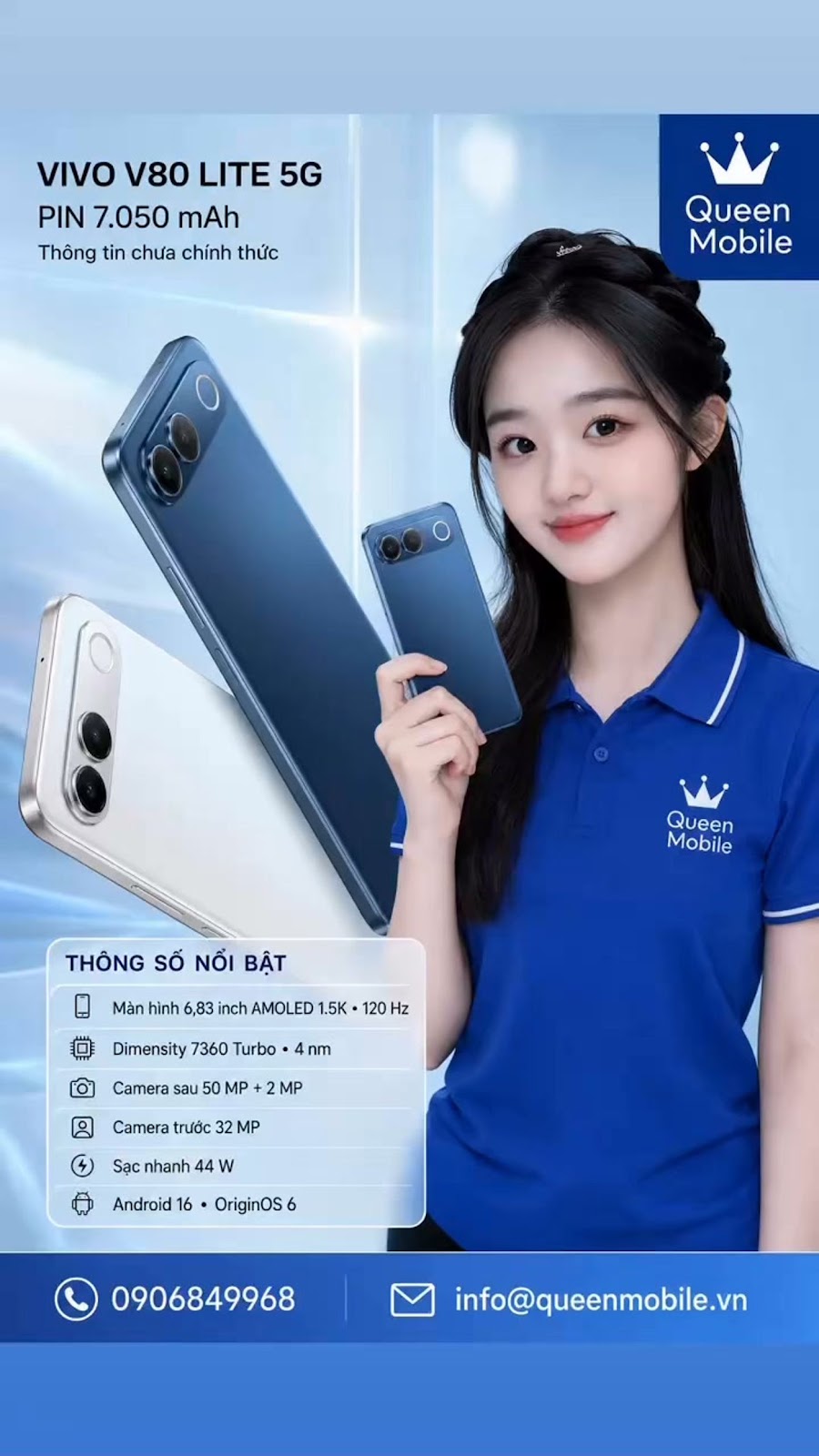 Vivo V80 Lite 5G lộ diện với pin 7.050 mAh nhưng chưa được vivo xác nhận chính thức #vivo #vivoV80Li