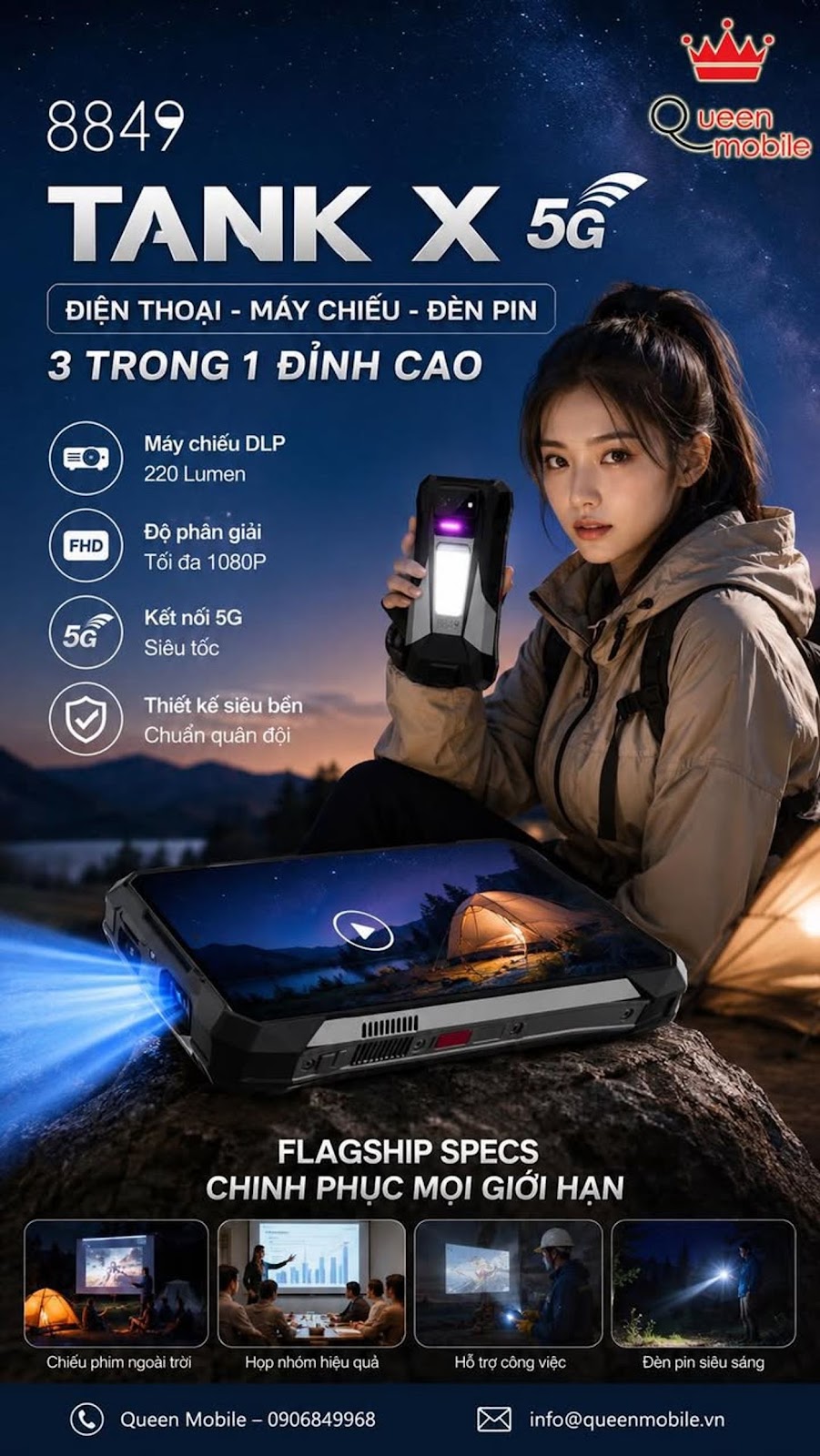 8849 TANK X 5G Lộ Diện Với Máy Chiếu DLP 220 Lumen, Tham Vọng Tạo Ra Dòng Smartphone Không Giống Bất