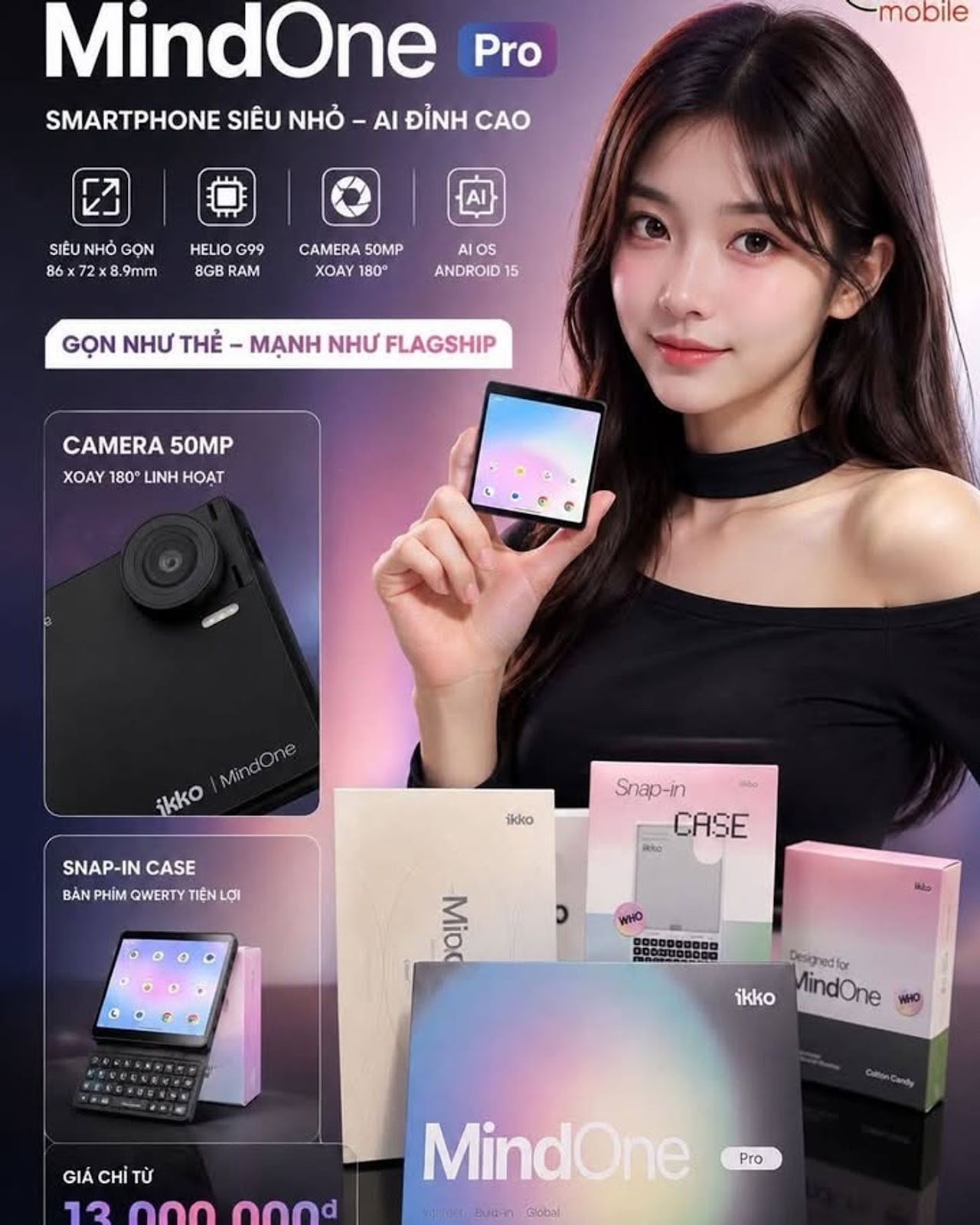 iKKO MindOne Pro xuất hiện bản thương mại với thiết kế siêu nhỏ gọn, tích hợp AI và camera xoay 180 