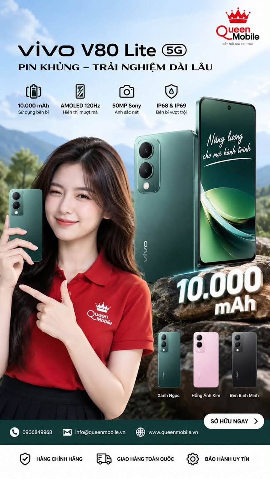 Vivo V80 Lite 5G ra mắt với pin 10.000 mAh, màn hình AMOLED 120Hz và camera Sony 50MP #Vivo #VivoV80